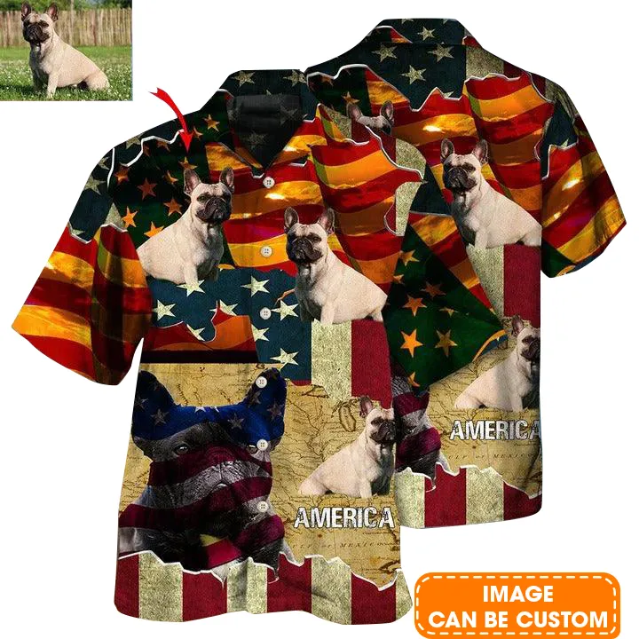 French Bulldog Custom Aloha Hawaii Shirt - Custom Photo America Sunset Personalized Hawaiian Shirt For Summer - Perfect Gift For Dog Lovers, Friend, Family - Image 2