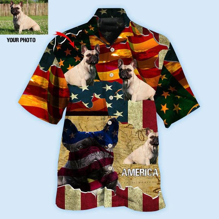 French Bulldog Custom Aloha Hawaii Shirt - Custom Photo America Sunset Personalized Hawaiian Shirt For Summer - Perfect Gift For Dog Lovers, Friend, Family - Image 3