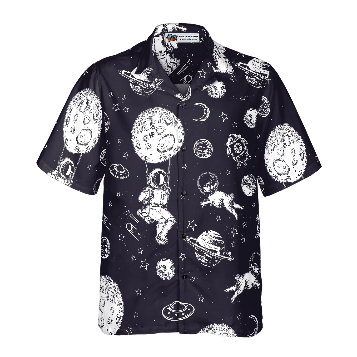 French Bulldog Hawaiian Shirt, Astronaut And His French Bulldog Hawaiian Shirt, Colorful Summer Aloha Shirt, Gift For Friend, Family, Dog Lover - Image 4