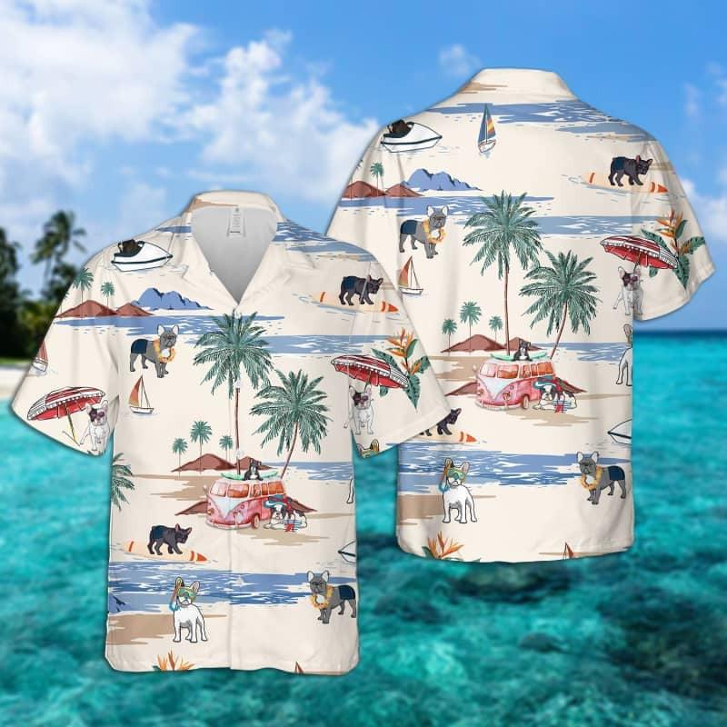 French Bulldog Hawaiian Shirt - Dog Summer Beach Hawaiian Shirt - Perfect Gift For Friend, Family