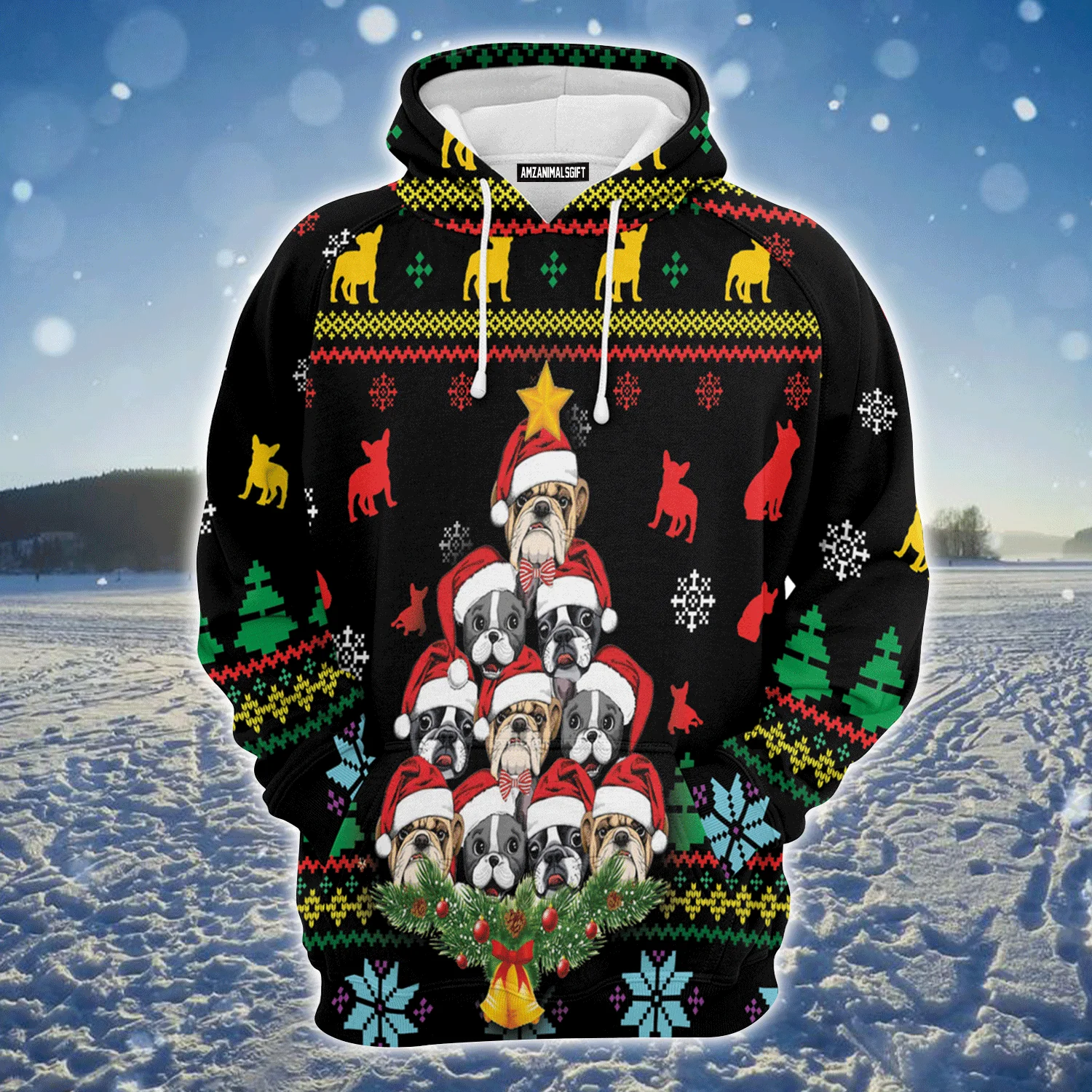 French Bulldog Premium Christmas Hoodie, French Bulldog Christmas Tree Unisex Hoodie For Men & Women - Perfect Gift For Christmas, Dog Lover