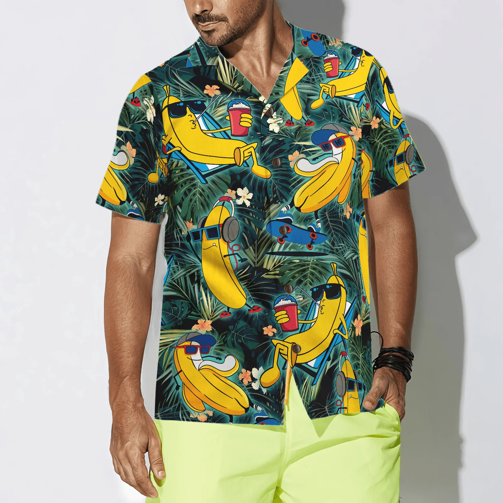Funny Chill Tropical Banana Hawaiian Shirt, Colorful Summer Aloha Shirt For Men Women, Perfect Gift For Friend, Team - Image 4