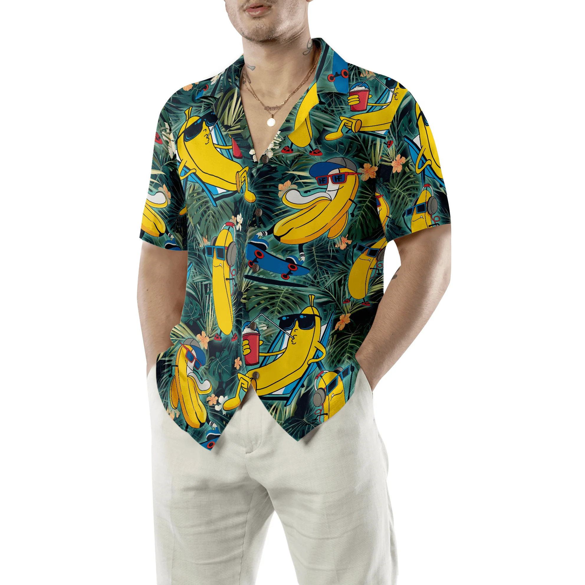 Funny Chill Tropical Banana Hawaiian Shirt, Colorful Summer Aloha Shirt For Men Women, Perfect Gift For Friend, Team - Image 5