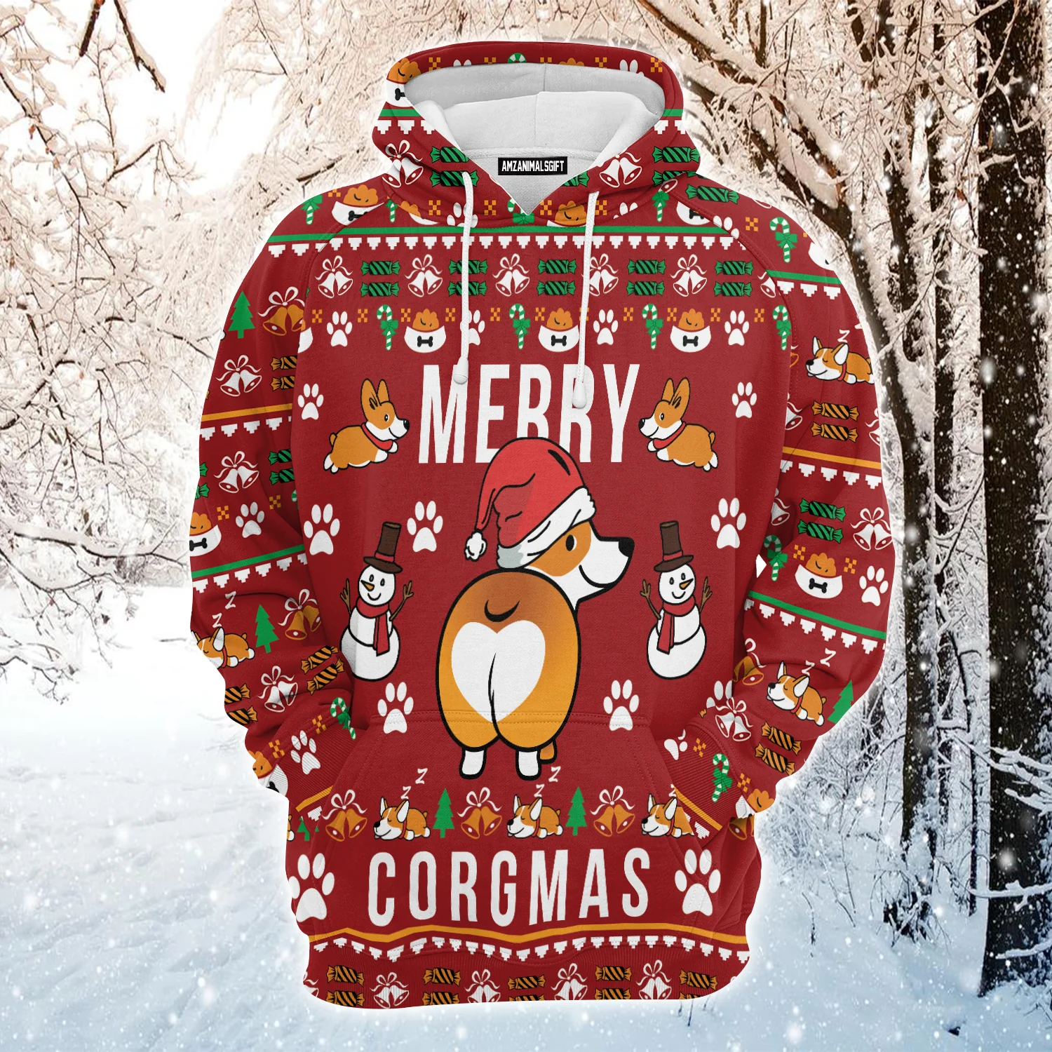 Funny Corgi Xmas Premium Christmas Hoodie, Corgi Merry Corgmas Unisex Hoodie For Men & Women - Perfect Gift For Christmas, Corgi Lovers - Image 2