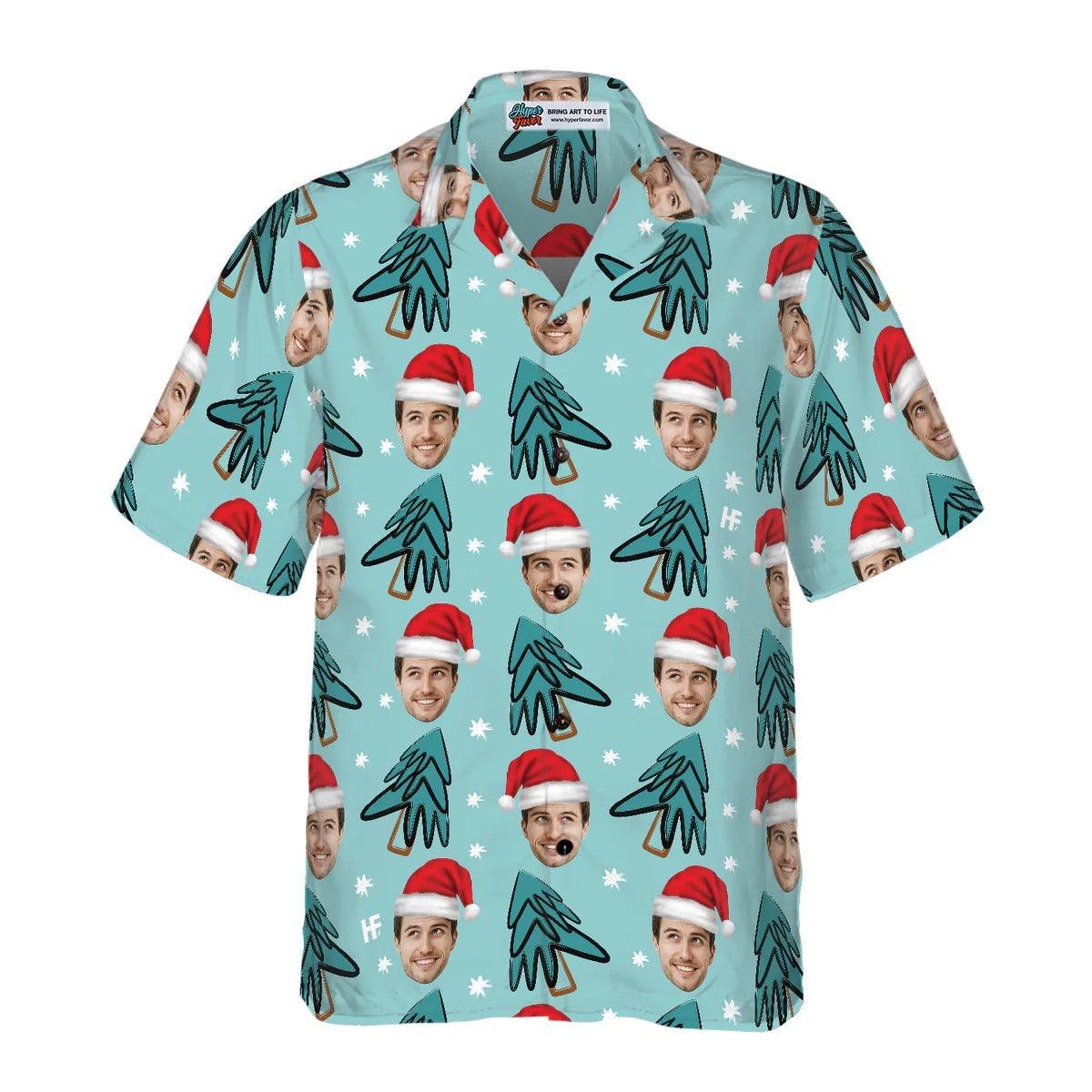 Funny Custom Face Christmas Tree Hawaiian Shirt, Custom Photo Hawaiian Shirt - Personalized Summer Gifts For Men, Women - Image 3