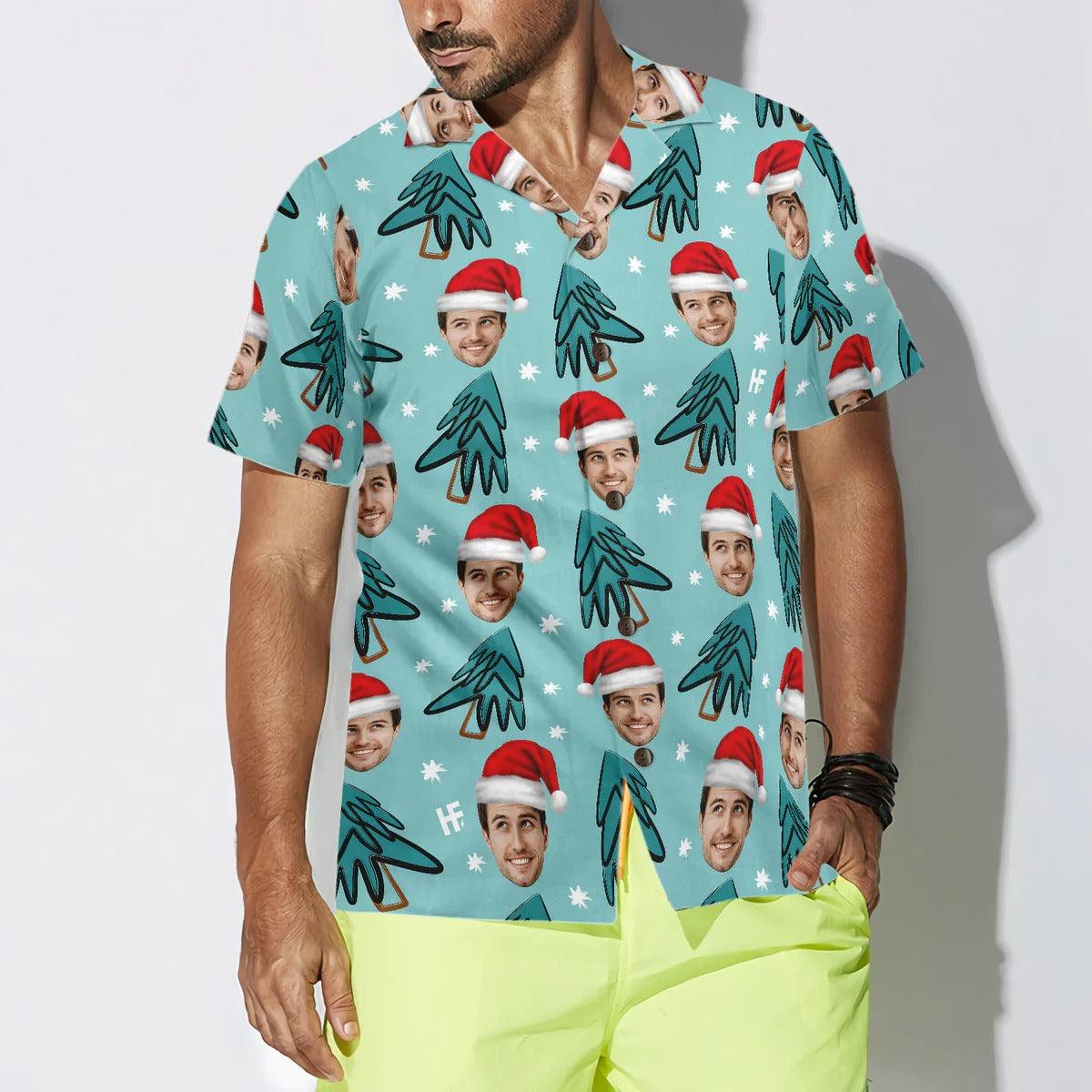 Funny Custom Face Christmas Tree Hawaiian Shirt, Custom Photo Hawaiian Shirt - Personalized Summer Gifts For Men, Women - Image 4