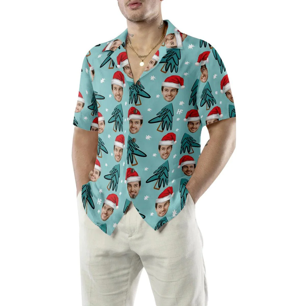 Funny Custom Face Christmas Tree Hawaiian Shirt, Custom Photo Hawaiian Shirt - Personalized Summer Gifts For Men, Women - Image 5