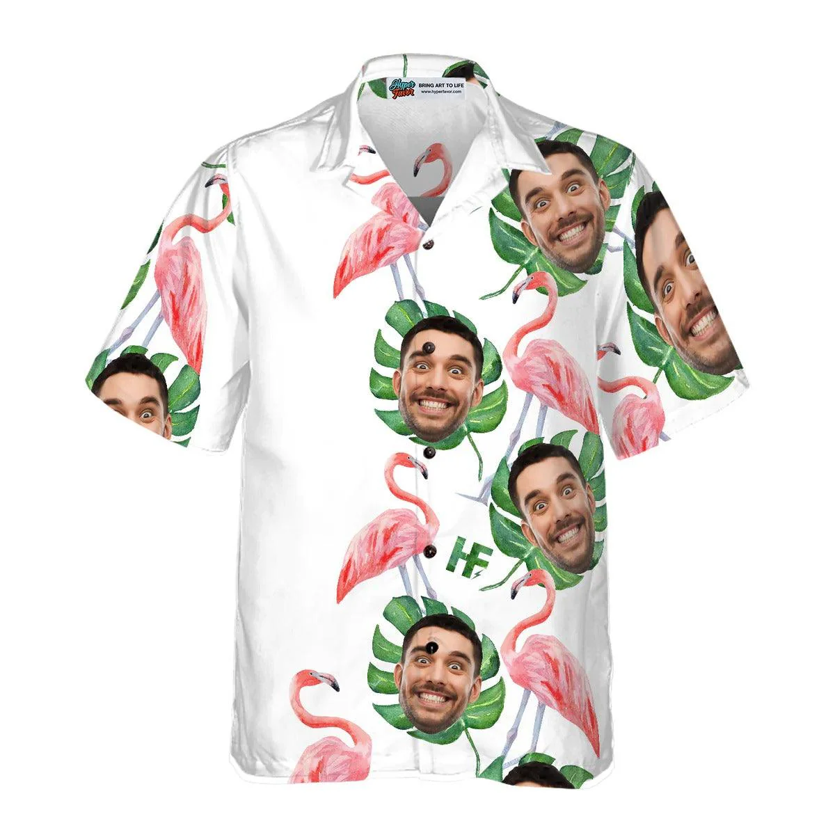 Funny Custom Face Flamingo Pattern Hawaiian Shirt, Custom Photo Hawaiian Shirt - Personalized Summer Gifts For Men, Women - Image 4