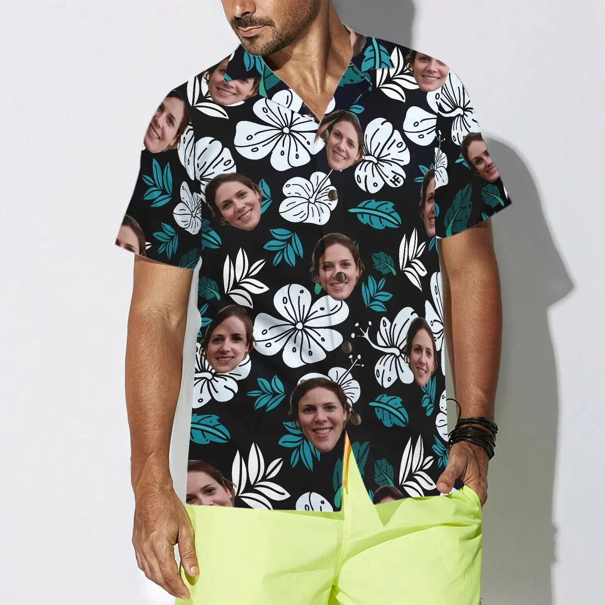 Funny Custom Face Floral Pattern seamless Hawaiian Shirt, Custom Photo Hawaiian Shirt - Personalized Summer Gifts For Men, Women - Image 3