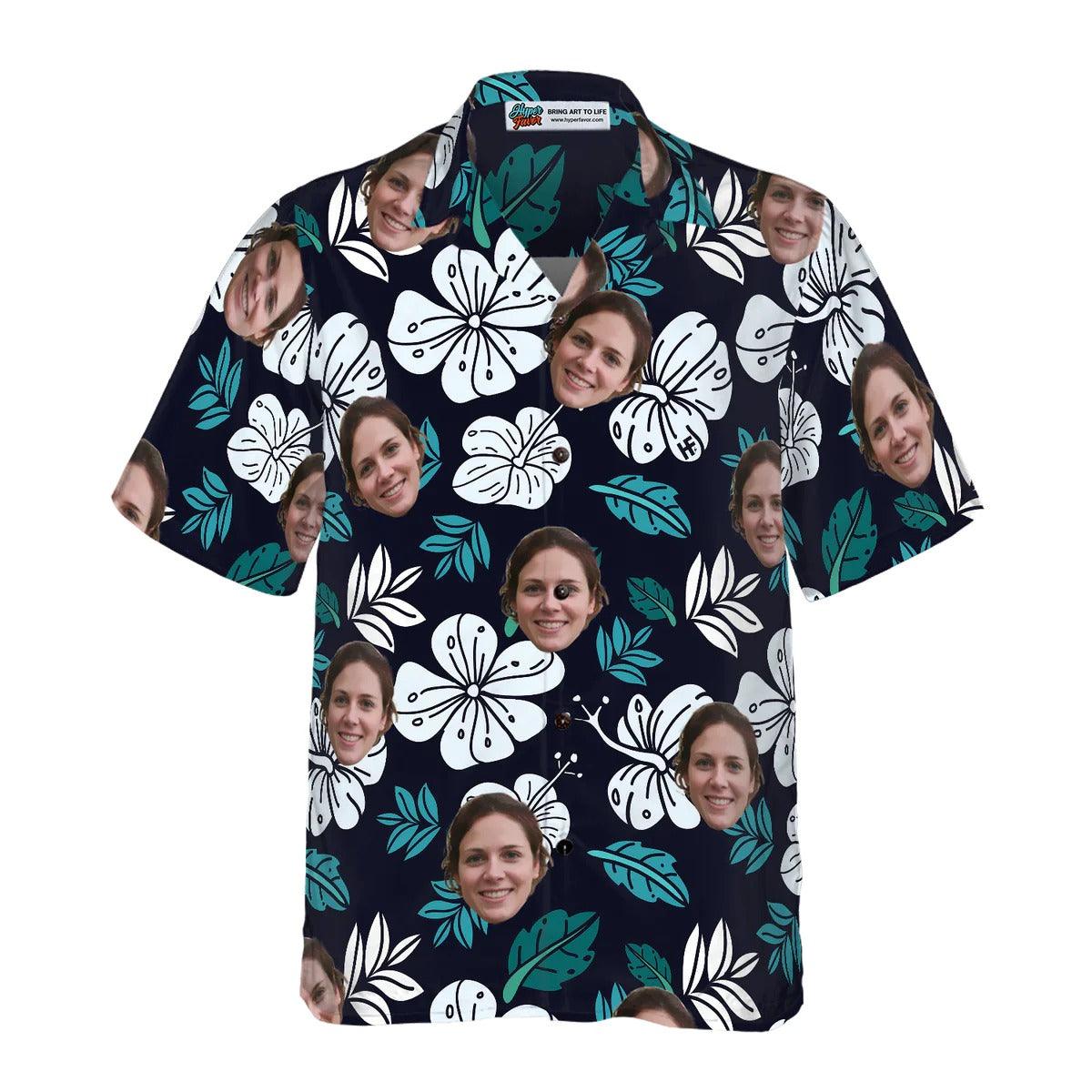 Funny Custom Face Floral Pattern seamless Hawaiian Shirt, Custom Photo Hawaiian Shirt - Personalized Summer Gifts For Men, Women - Image 4
