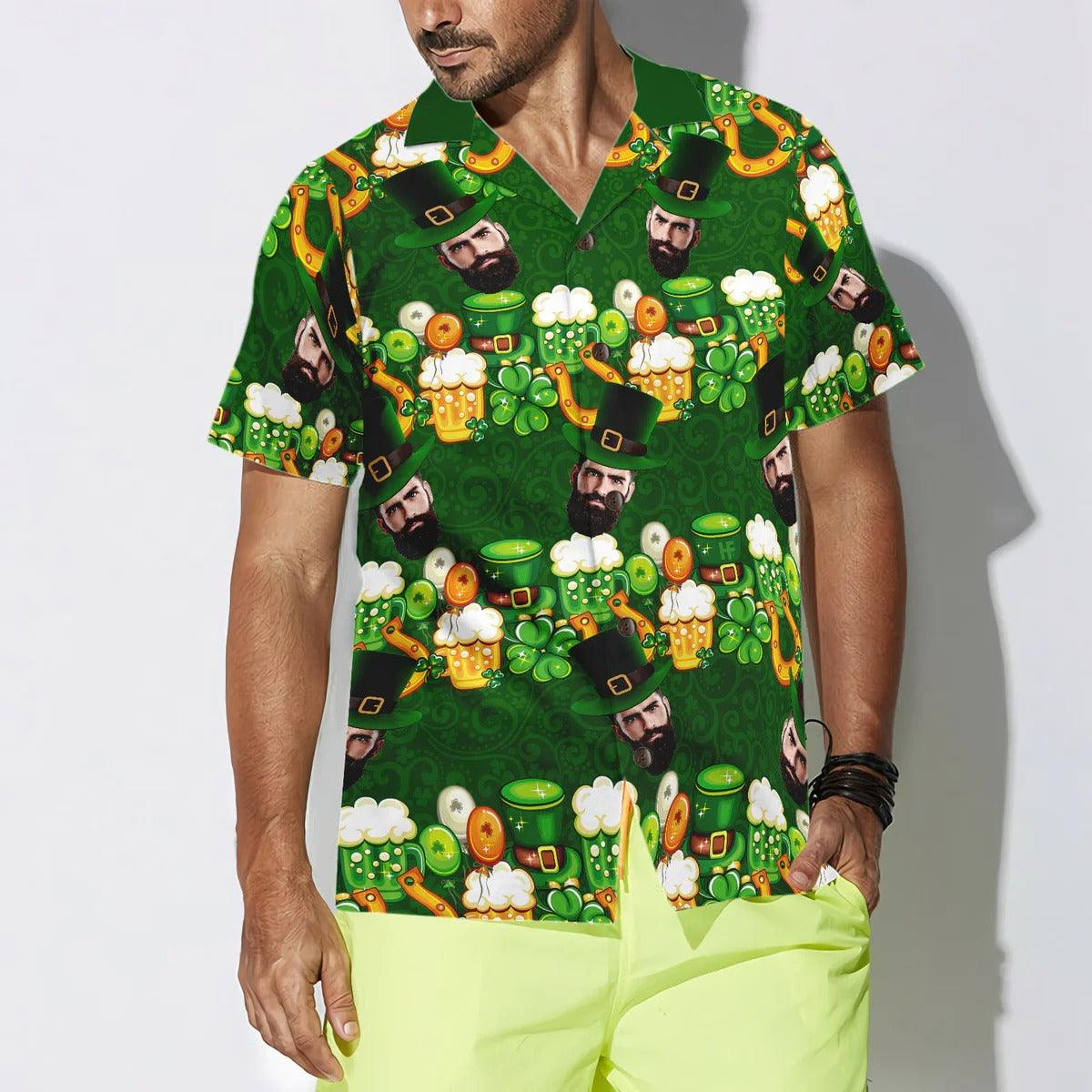 Funny Custom Face Saint Patrick's Day Hawaiian Shirt, Custom Photo Hawaiian Shirt - Personalized Summer Gifts For Men, Women - Image 4