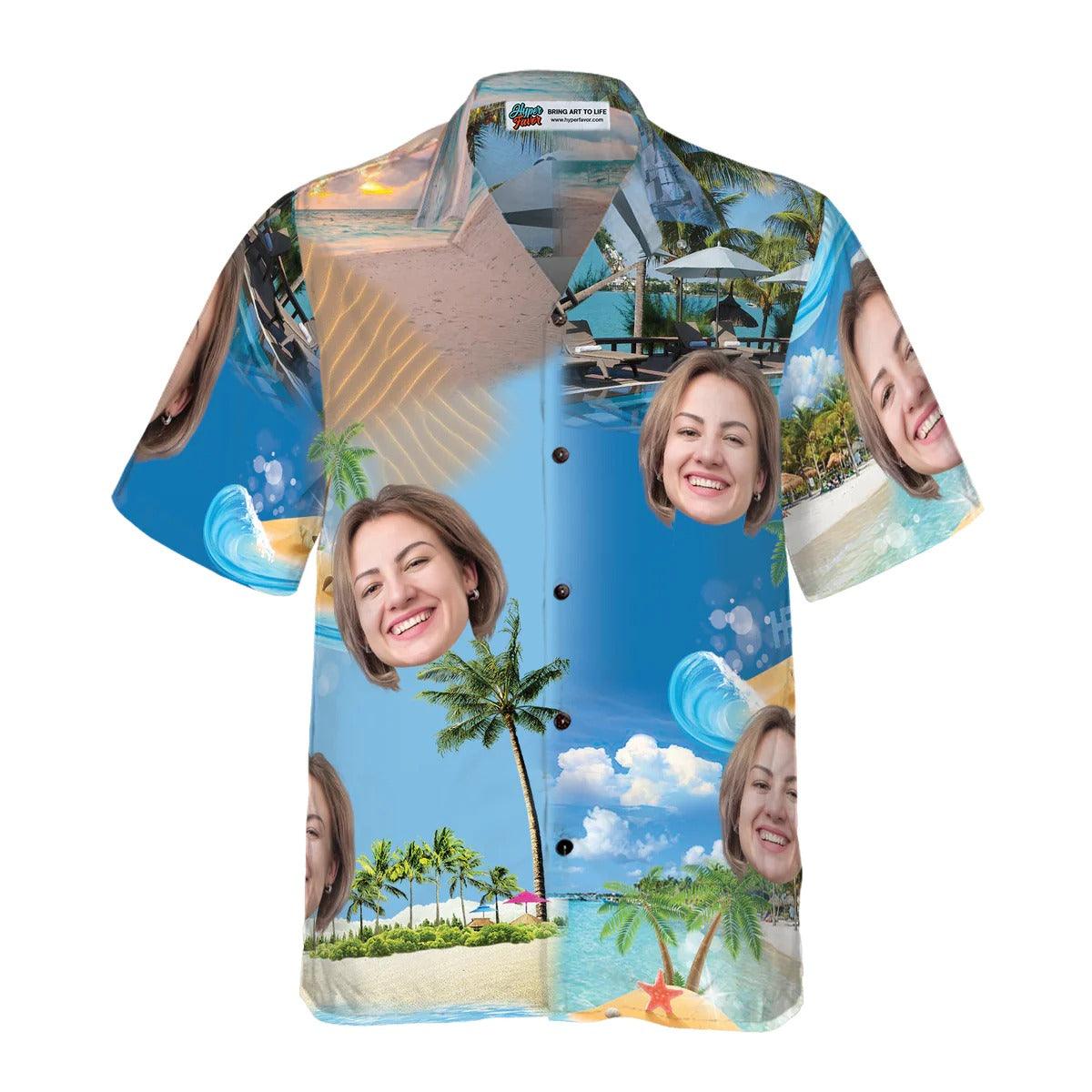 Funny Custom Face Sea Background Hawaiian Shirt, Custom Photo Hawaiian Shirt - Personalized Summer Gifts For Men, Women - Image 4
