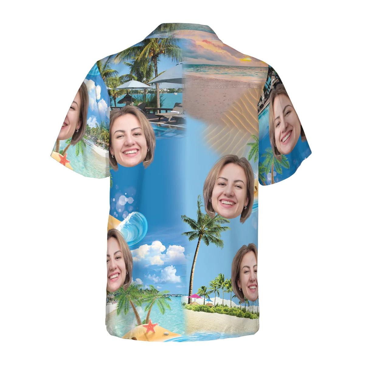 Funny Custom Face Sea Background Hawaiian Shirt, Custom Photo Hawaiian Shirt - Personalized Summer Gifts For Men, Women - Image 5