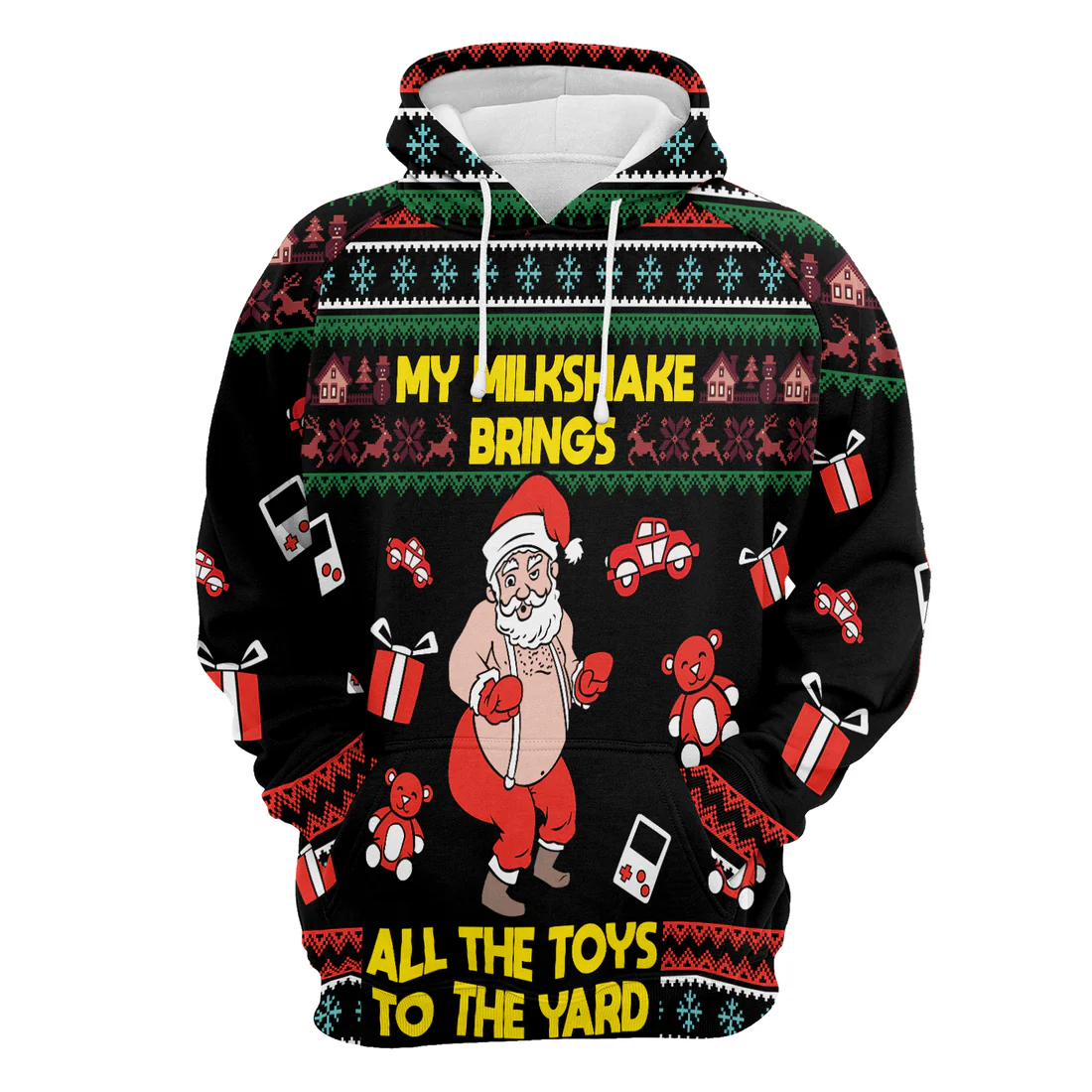 Funny Santa Premium Christmas Hoodie, My Milkshake Bring All The Toy To The Yard Christmas Unisex Hoodie For Men & Women - Perfect Gift For Christmas, Family - Image 4