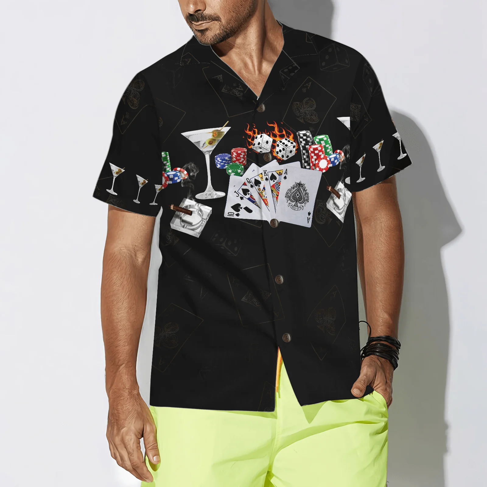 Gambling And Wine Hawaiian Shirt - Colorful Summer Aloha Shirt For Men Women, Perfect Gift For Friend, Family, Husband, Wife, Boyfriend, Girlfriend - Image 4