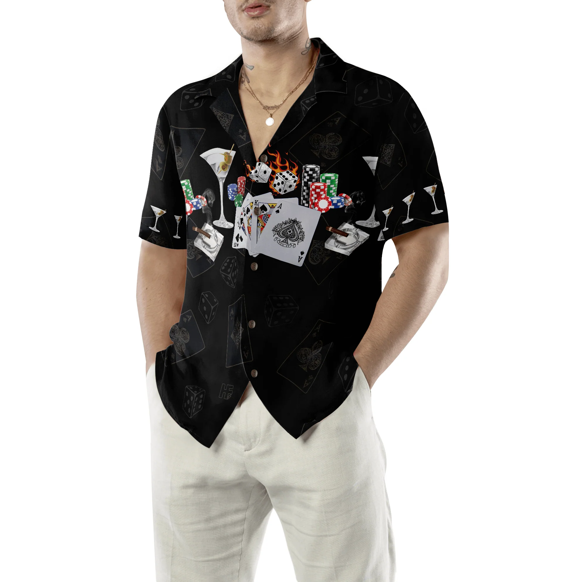 Gambling And Wine Hawaiian Shirt - Colorful Summer Aloha Shirt For Men Women, Perfect Gift For Friend, Family, Husband, Wife, Boyfriend, Girlfriend - Image 5