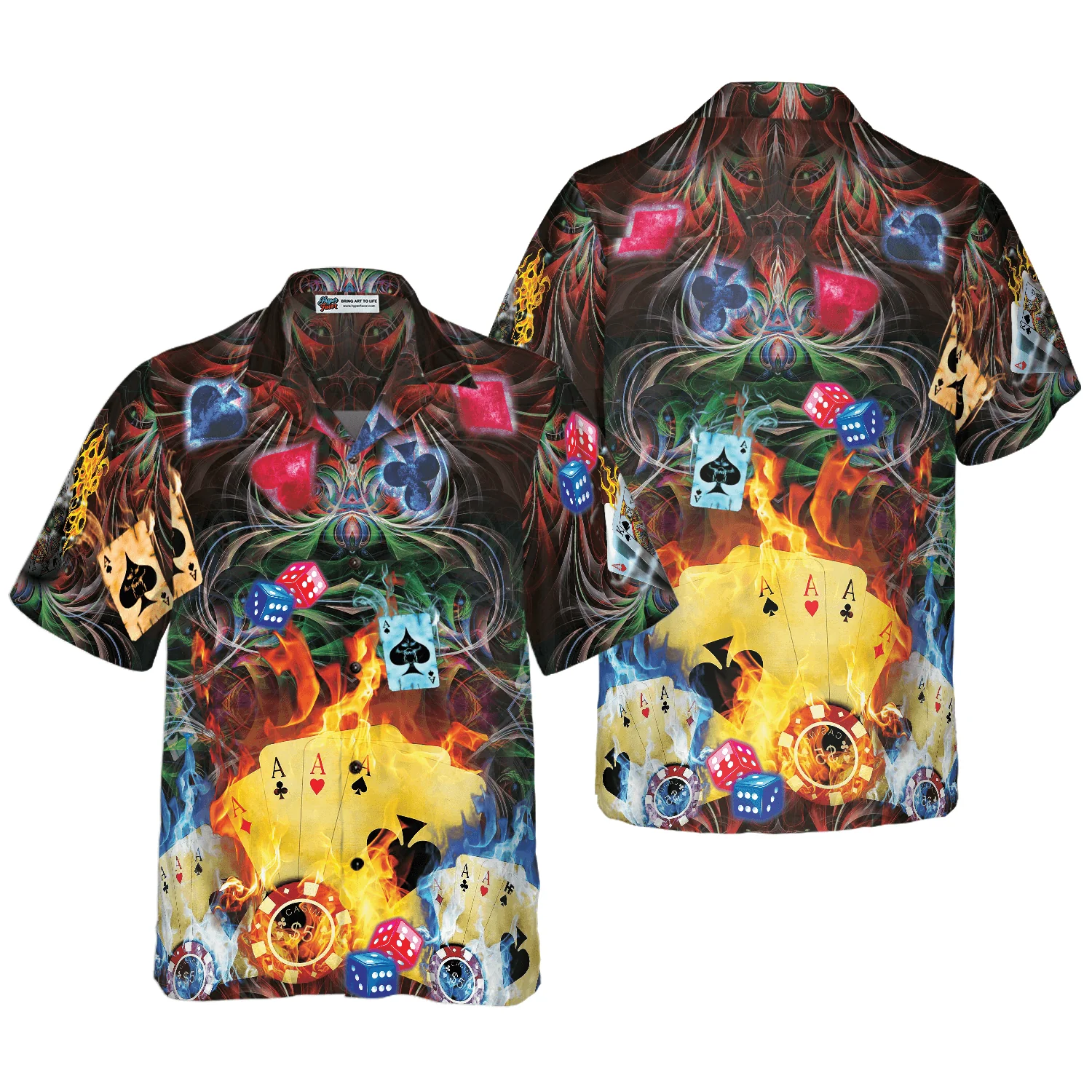 Gambling Hawaiian Shirt - Gambling Flame Pattern Hawaiian Shirt, Colorful Summer Aloha Shirt For Men Women - Gift For Friend, Family, Husband, Wife