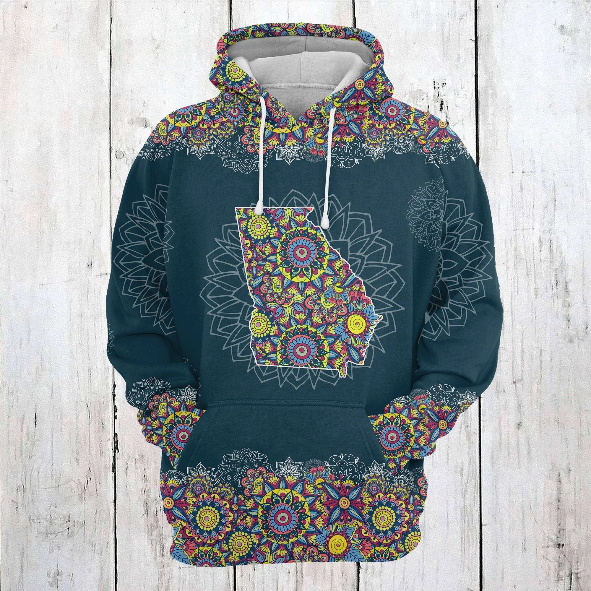 Georgia Mandala Pattern Pullover Premium Hoodie, Perfect Outfit For Men And Women On Christmas New Year Autumn Winter - Image 2
