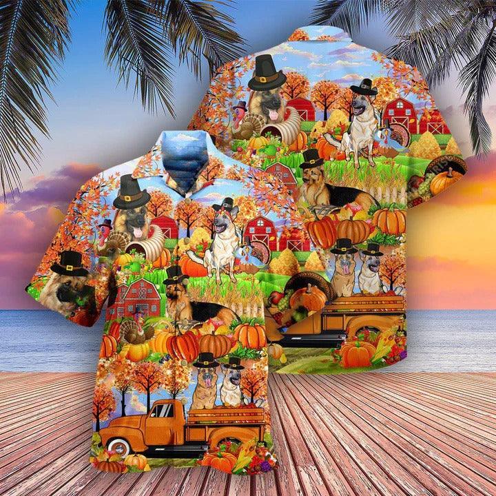 German Shepherd Aloha Hawaii Shirt - German Shepherd Happy Thanksgiving Hawaiian Shirt For Summer - Perfect Gift For Dog Lovers, Friend, Family