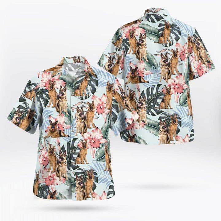 German Shepherd Aloha Hawaiian Shirt, German Shepherd Tropical Pattern Hawaiian Shirt, Aloha Shirt - Perfect Gift For Men, Women, Dog Lover, Friend