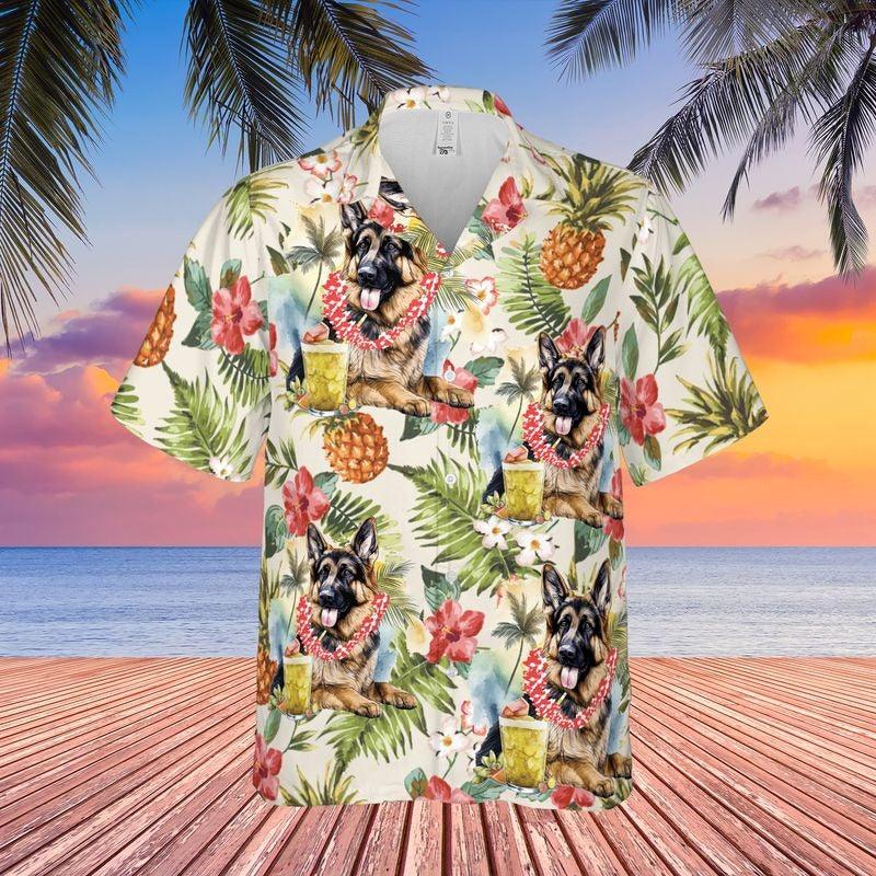German Shepherd Aloha Hawaiian Shirt - Tropical Leaves Hawaiian Shirt, German Shepherd And Pineapple Hawaiian Shirt For Men & Women, Dog Lover - Image 2