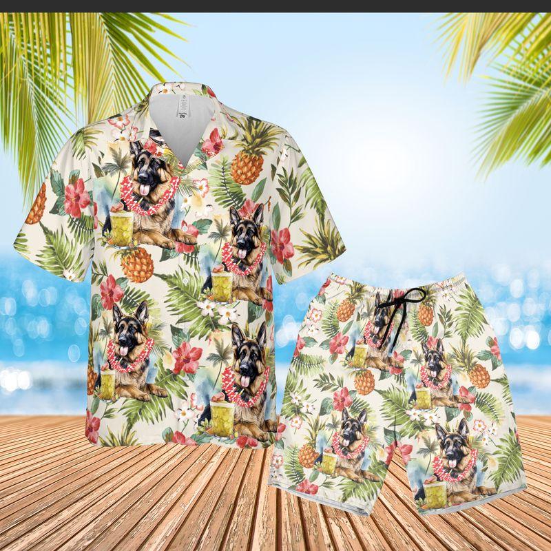 German Shepherd Aloha Hawaiian Shirts For Summer, Tropical Hawaiian Shirt For Men Women Outfit, Beachwear Gift For Dog Lovers, Friend, Dog Mom Dad