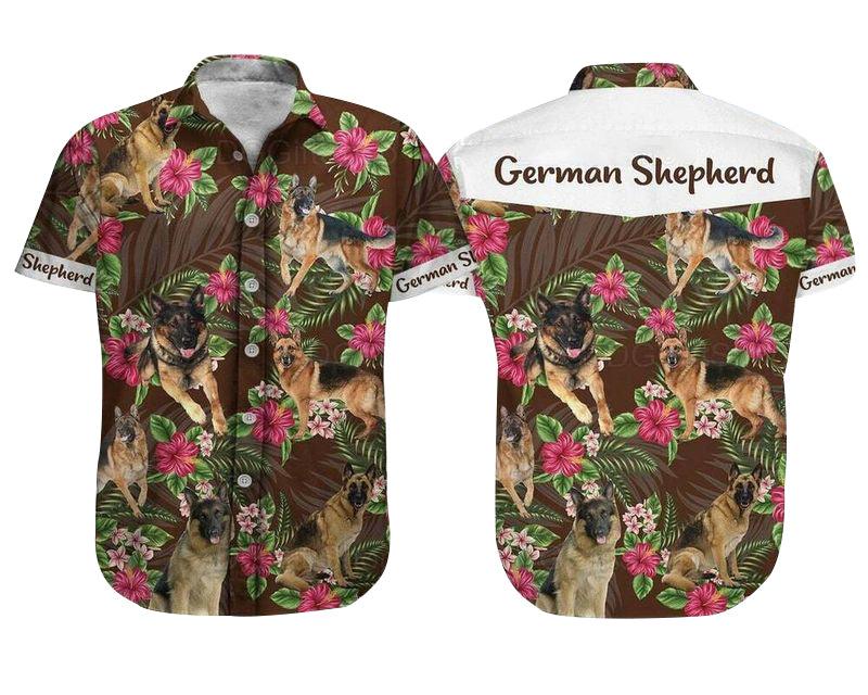 German Shepherd Dog Aloha Hawaiian Shirt - German Shepherd Pet Hawaiian Shirt, Hibiscus Tropical Hawaiian Shirt For Men & Women, Dog Lover