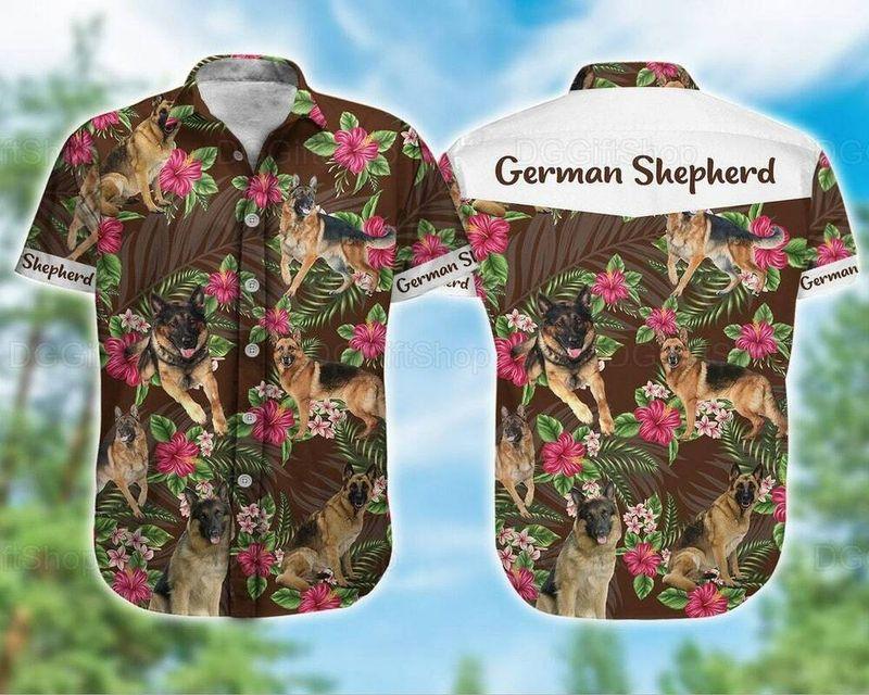 German Shepherd Dog Aloha Hawaiian Shirt - German Shepherd Pet Hawaiian Shirt, Hibiscus Tropical Hawaiian Shirt For Men & Women, Dog Lover - Image 2