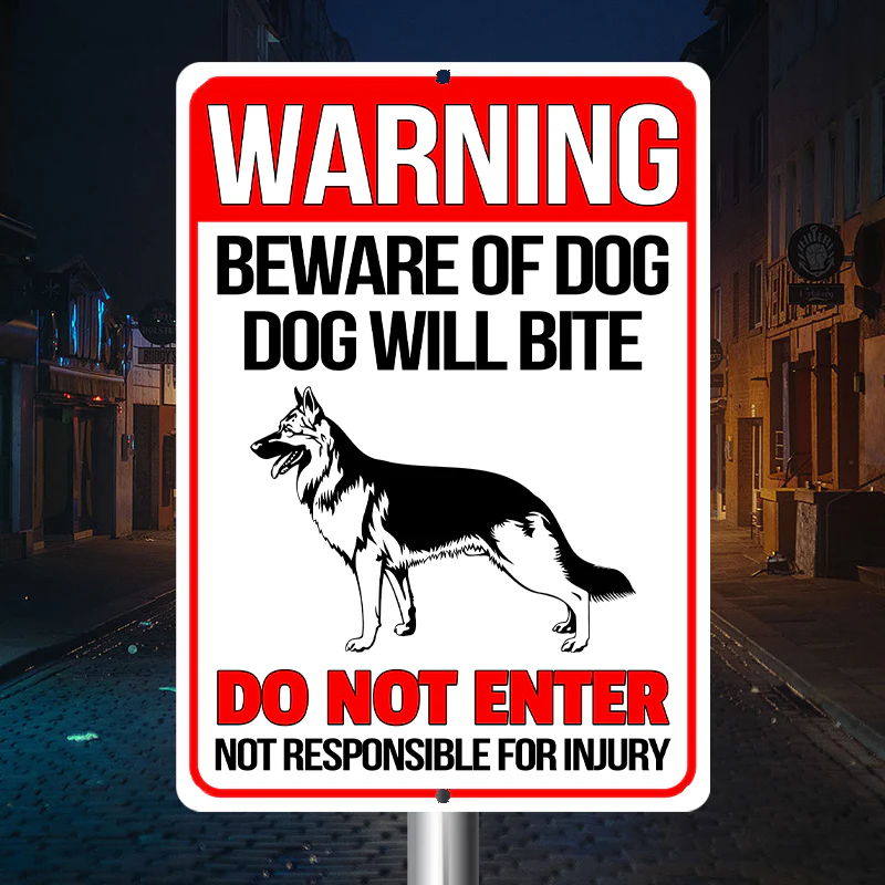 German Shepherd Dog Metal Signs - Warning Beware of Dog Will Bite, Customized Dog Breed Metal Signs For House Decoration - Image 3