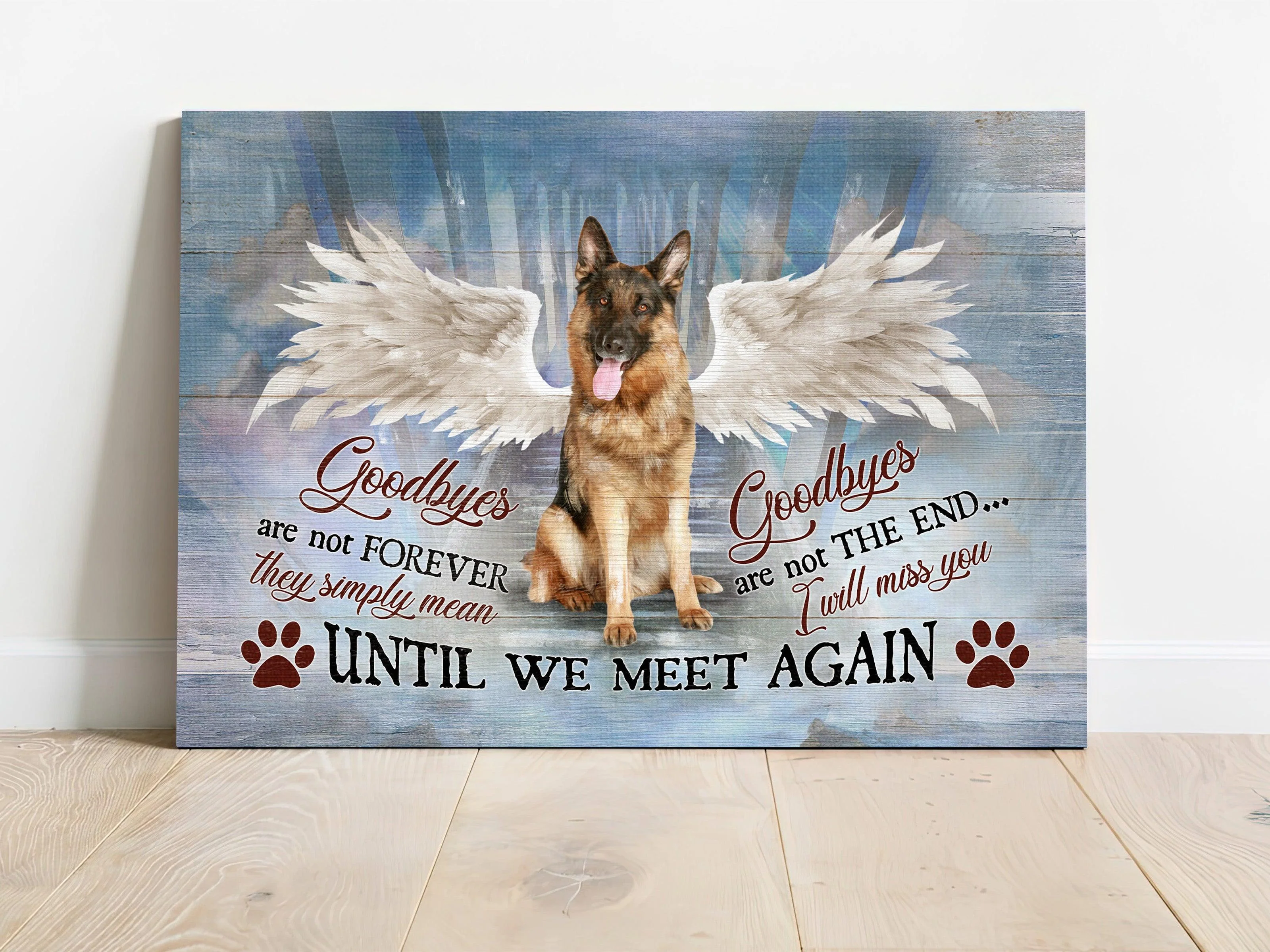 German Shepherd Premium Wrapped Landscape Canvas - German Shepherd, Angel Wing, Goodbyes Are Not Forever -  Memorial Gift For German Shepherd Lovers - Image 2