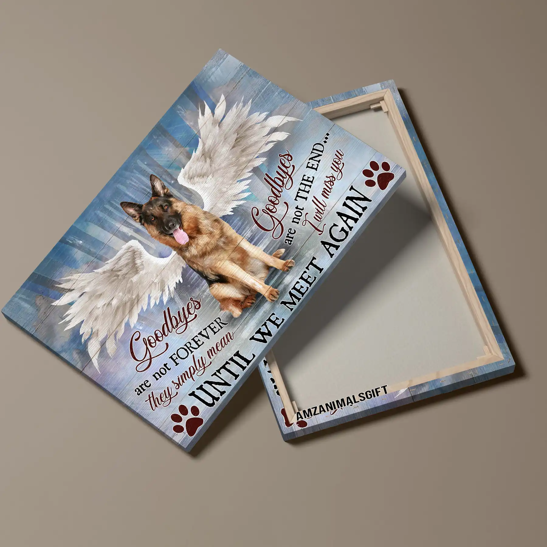 German Shepherd Premium Wrapped Landscape Canvas - German Shepherd, Angel Wing, Goodbyes Are Not Forever -  Memorial Gift For German Shepherd Lovers - Image 3
