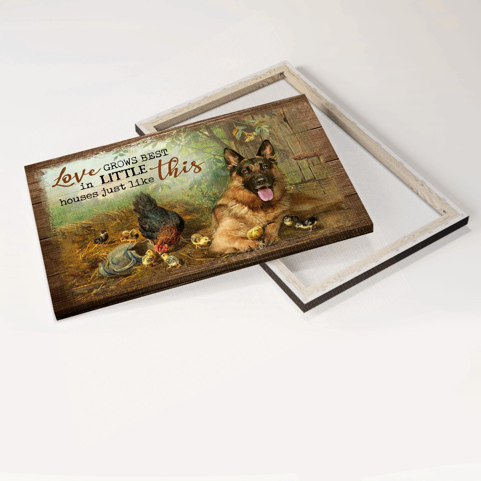 German Shepherd Premium Wrapped Landscape Canvas - German Shepherd, Chicken Farm, Love Grows Best In Little Houses - Gift For Dog Lovers, Farm Lovers - Image 4