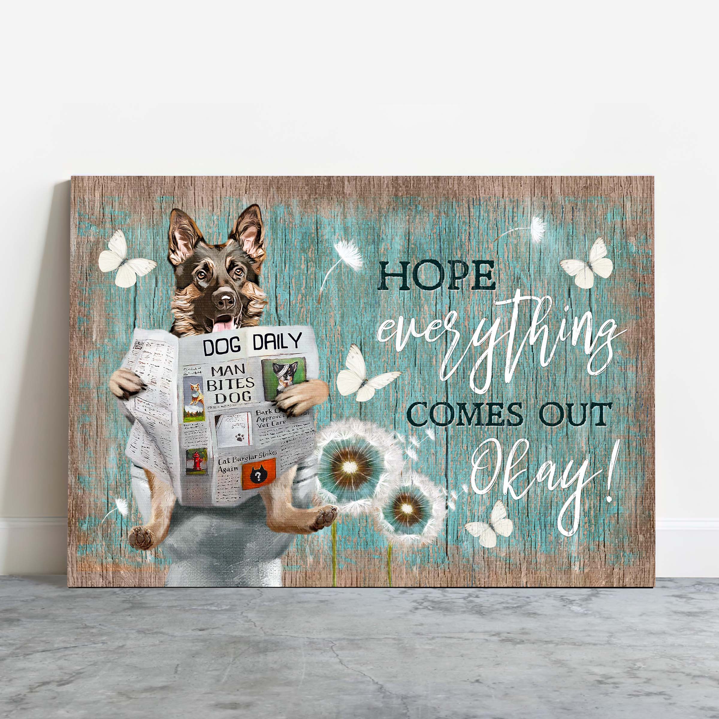 German Shepherd Premium Wrapped Landscape Canvas - German Shepherd, Dandelion, Daily Routine, Hope Everything Comes Out Okay - Gift For Dog Lovers - Image 2