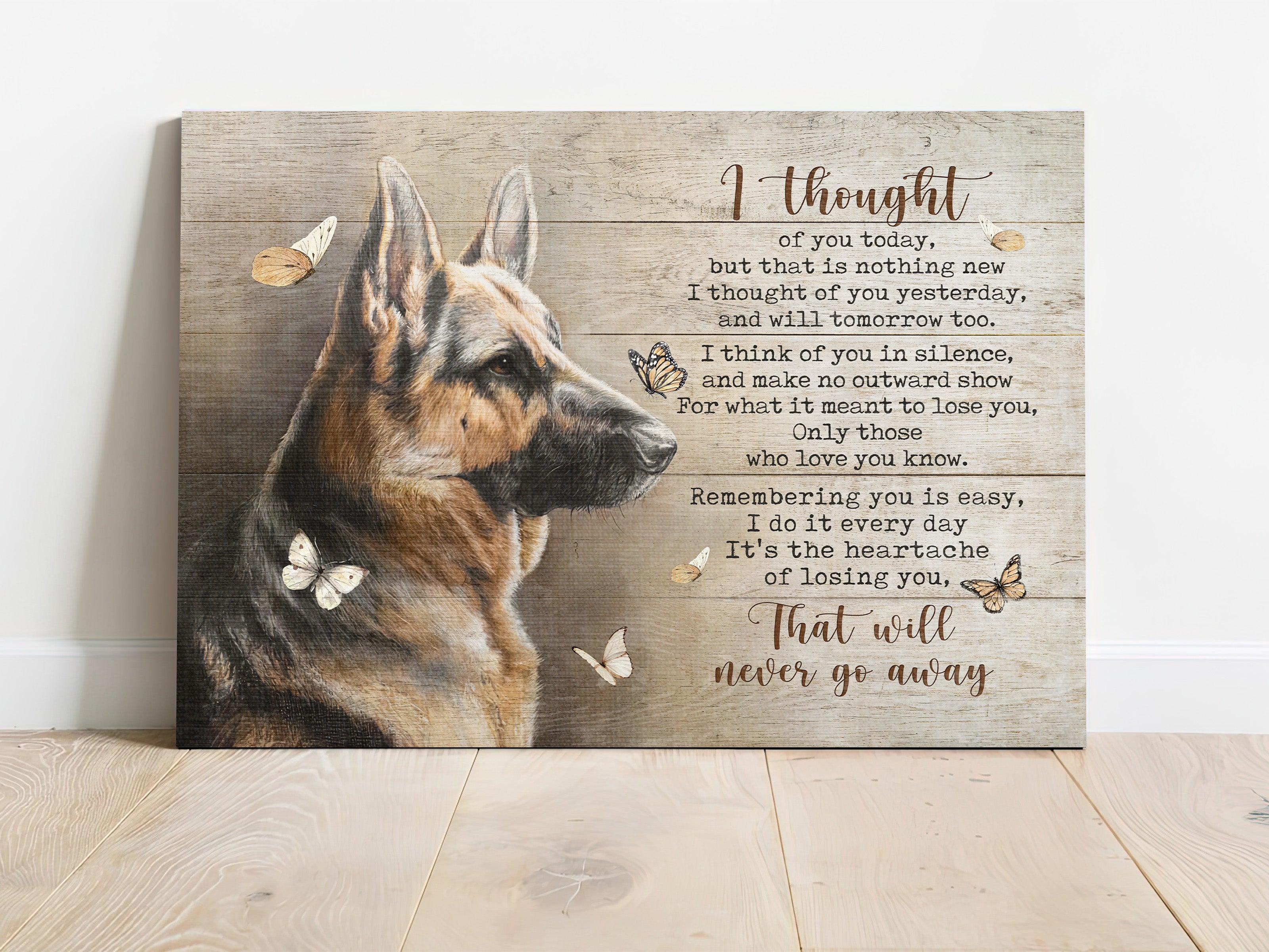 German Shepherd Premium Wrapped Landscape Canvas - German Shepherd, Orange Butterfly, That Will Never Go Away - Memorial For German Shepherd Lovers - Image 2