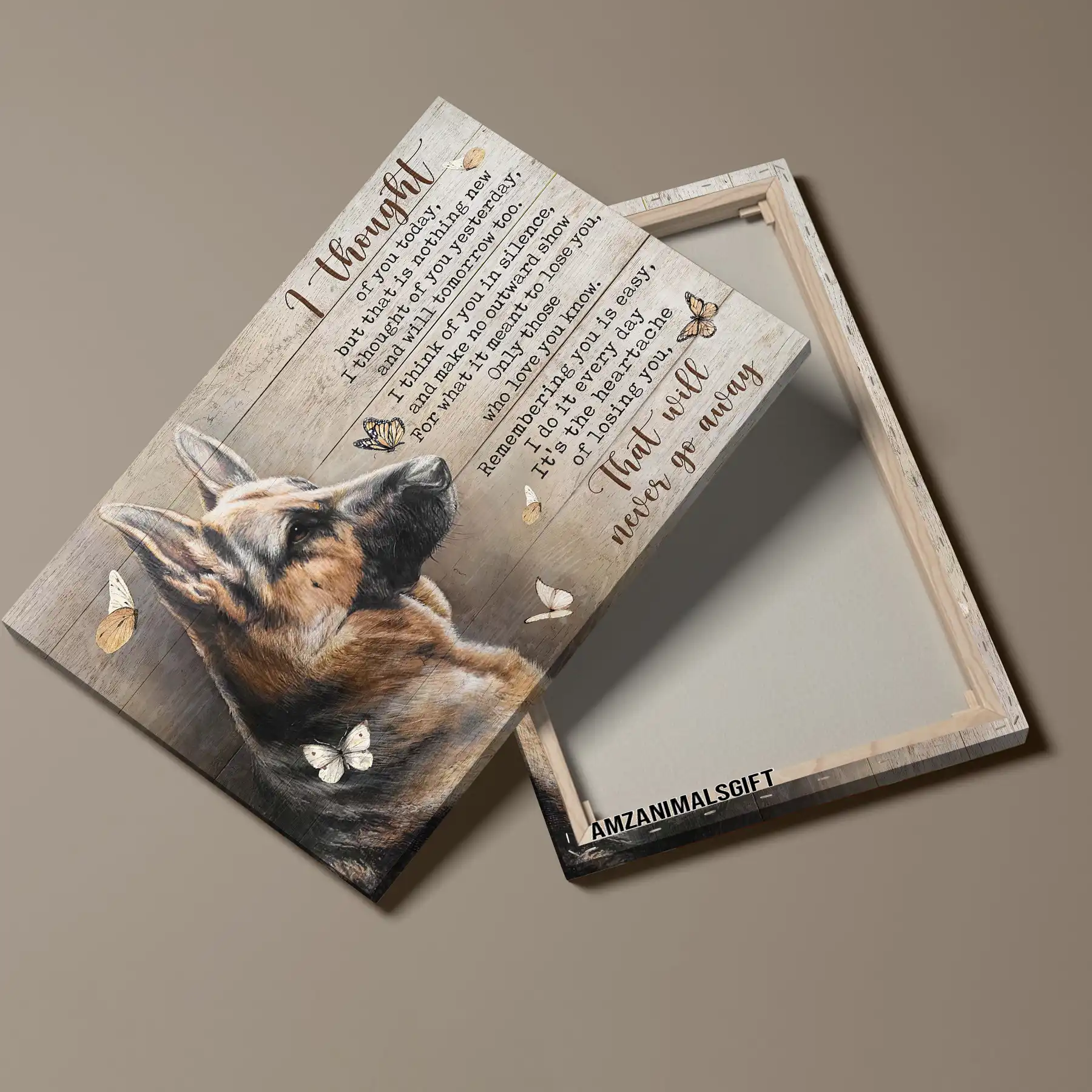 German Shepherd Premium Wrapped Landscape Canvas - German Shepherd, Orange Butterfly, That Will Never Go Away - Memorial For German Shepherd Lovers - Image 3