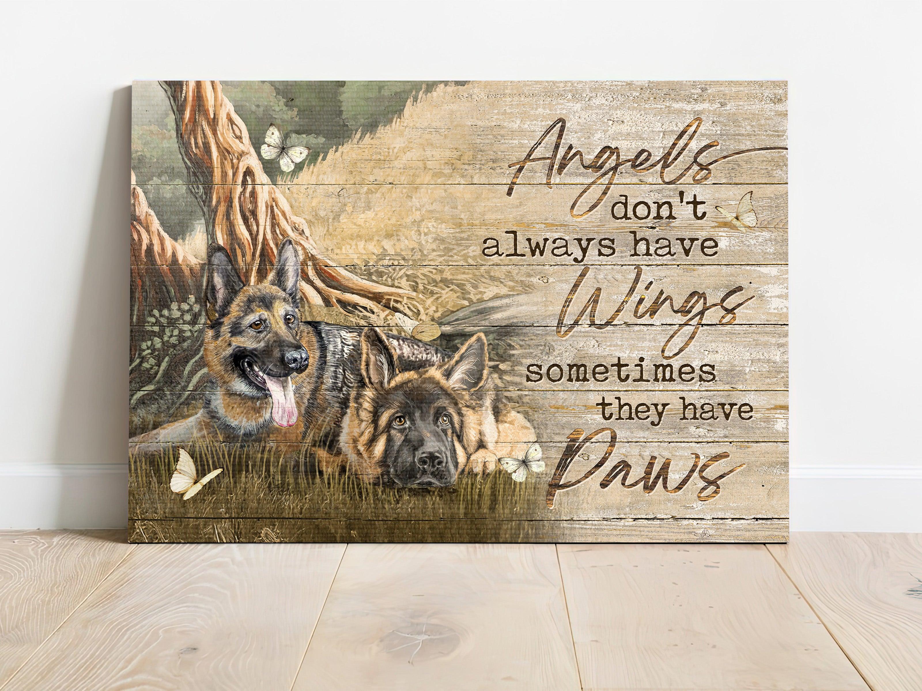 German Shepherd Premium Wrapped Landscape Canvas - German Shepherd, Under The Tree, Angels Don't Always Have Wings - Memorial Gifts For Dog Lovers - Image 2