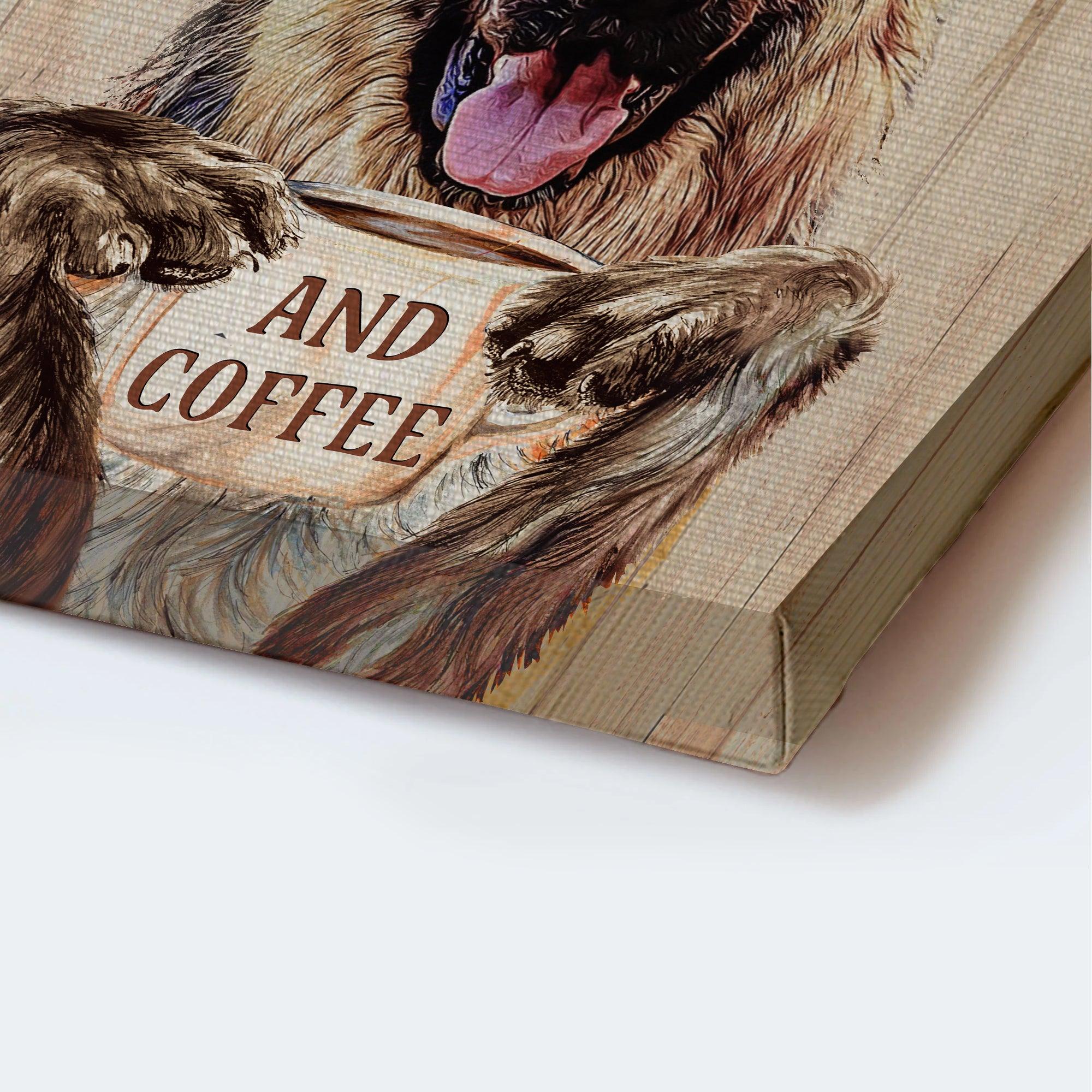 German Shepherd Premium Wrapped Portrait Canvas - Cute German Shepherd, Coffee Cup, In The Morning When I Rise - Gift For Dog Lovers, Coffee Lovers - Image 3