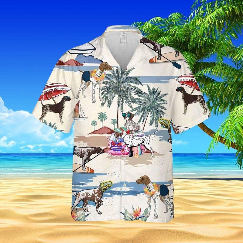 German Shorthaired Pointer Aloha Hawaiian Shirt - German Shorthaired In Beach Hawaiian Shirt, Tropical Leaves Hawaiian Shirt For Men & Women,Dog Lover
