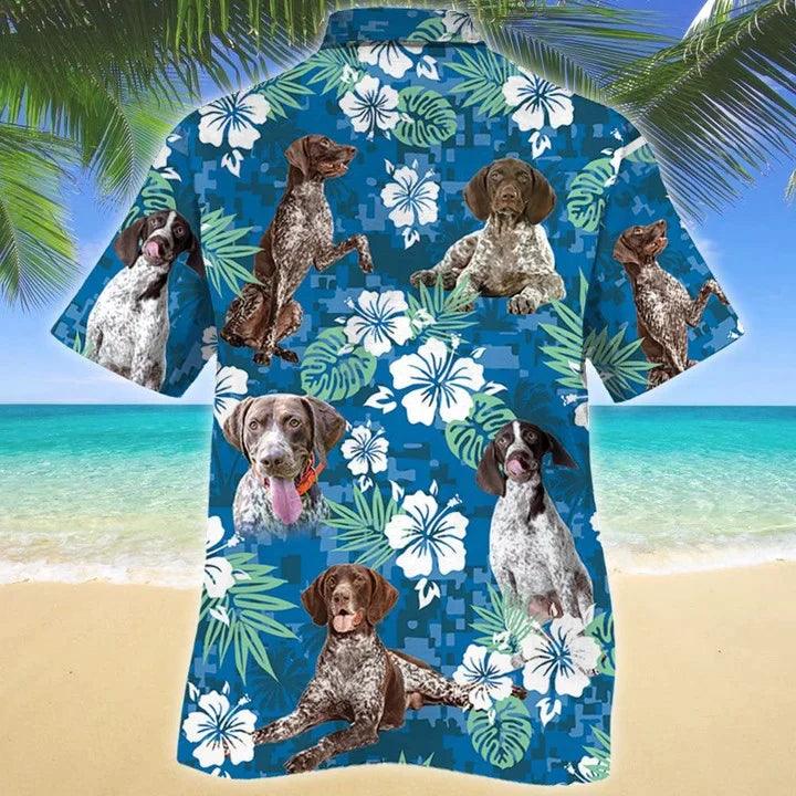 German Shorthaired Pointer Hawaiian Shirt - Funny German Shorthaired Pointer Dog Lovers Blue Camouflage Style Hawaiian Shirt - Perfect Gift For Friend, Family - Image 2