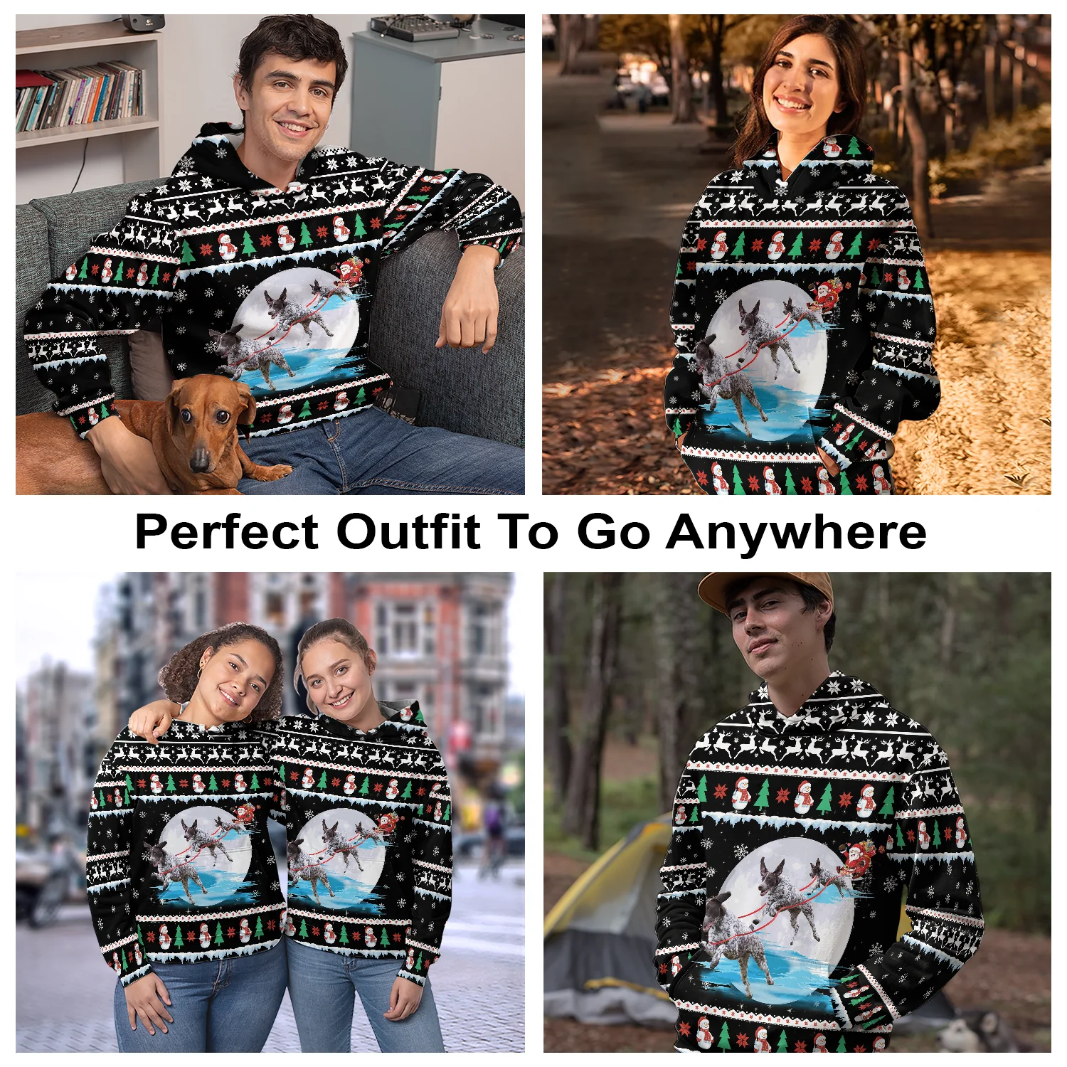 German Shorthaired Santa Claus Sled Pullover Premium Hoodie, Perfect Outfit For Men And Women On Christmas New Year Autumn Winter - Image 3