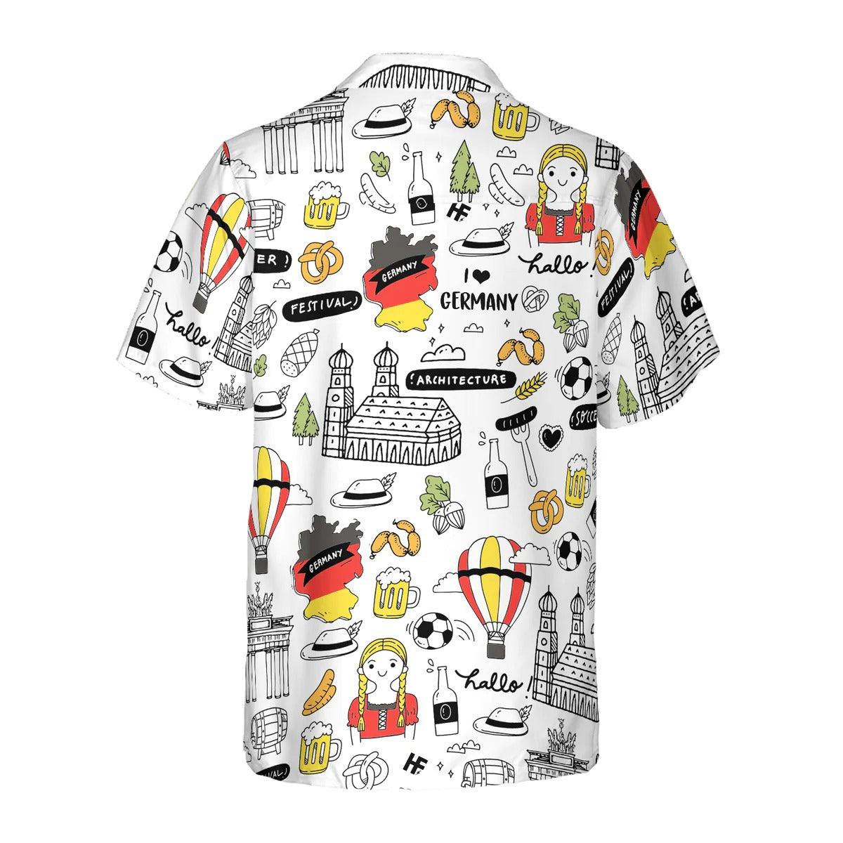 Germany Aloha Shirt, I Love Germany Doodle Hawaiian Shirt, Summer Hawaiian Shirt - Perfect Gift For Men Women, Friends, Family, Summer Lovers - Image 2