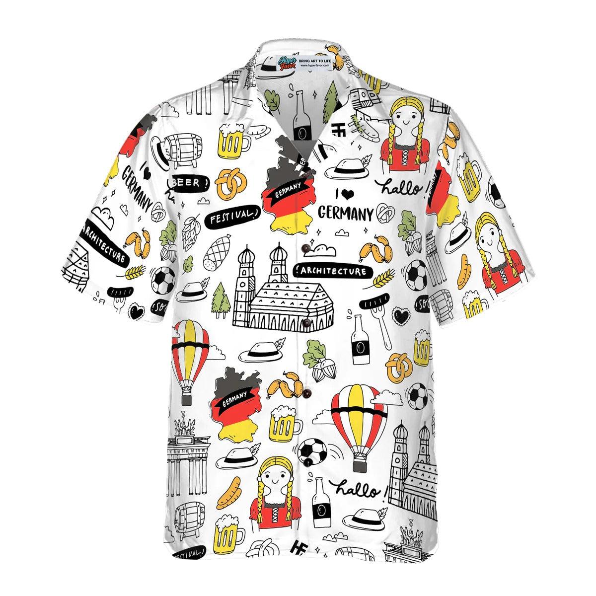 Germany Aloha Shirt, I Love Germany Doodle Hawaiian Shirt, Summer Hawaiian Shirt - Perfect Gift For Men Women, Friends, Family, Summer Lovers - Image 3