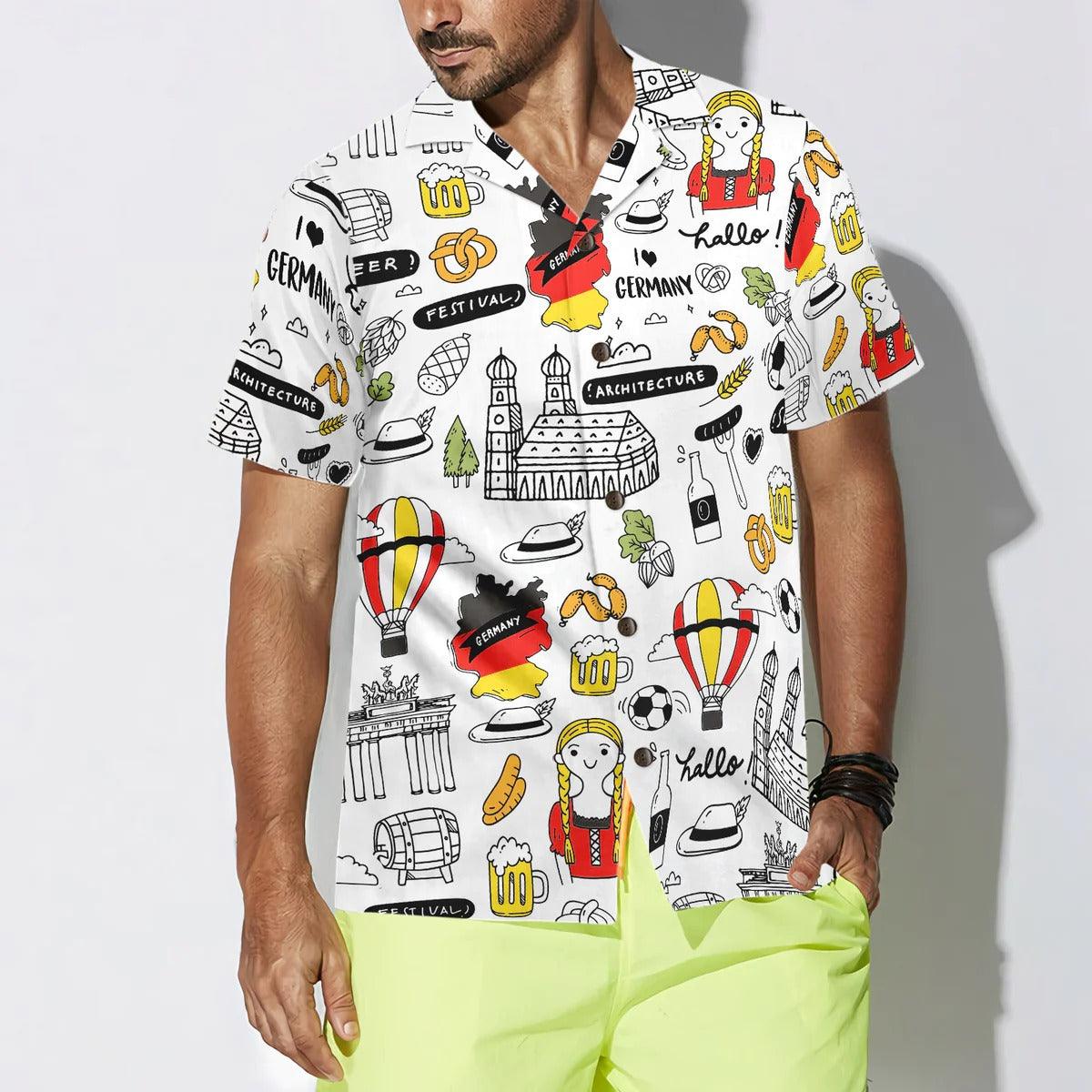 Germany Aloha Shirt, I Love Germany Doodle Hawaiian Shirt, Summer Hawaiian Shirt - Perfect Gift For Men Women, Friends, Family, Summer Lovers - Image 4