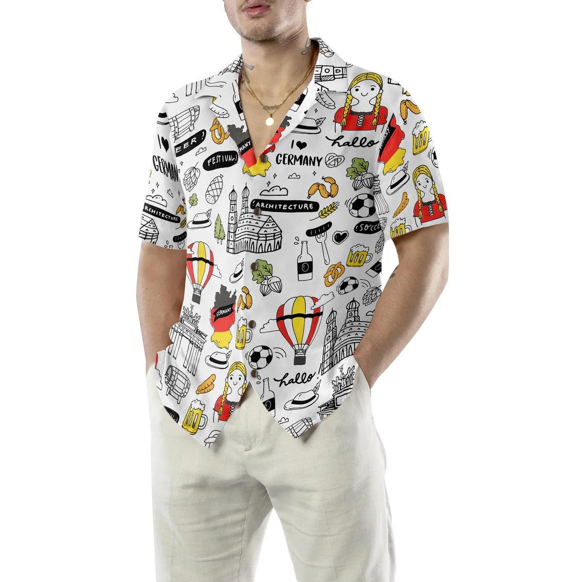 Germany Aloha Shirt, I Love Germany Doodle Hawaiian Shirt, Summer Hawaiian Shirt - Perfect Gift For Men Women, Friends, Family, Summer Lovers - Image 5