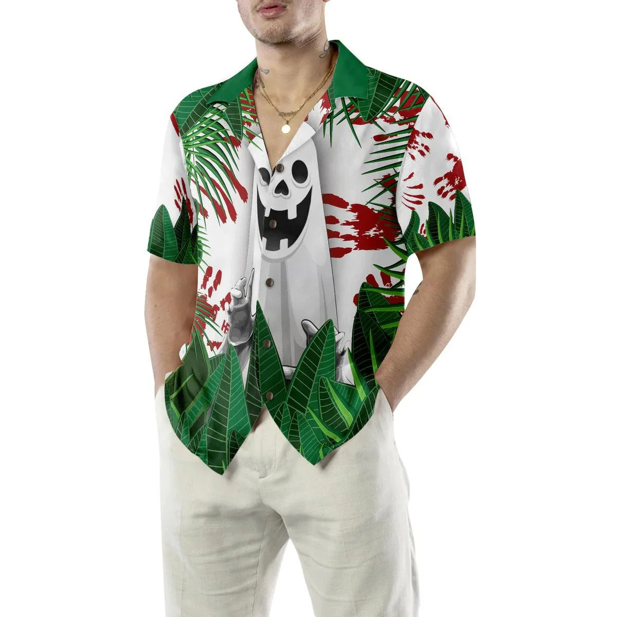 Ghost In The Bushes Halloween Hawaiian Shirt, Unique Halloween Shirt For Men And Women - Perfect Gift For Lover, Friend, Family