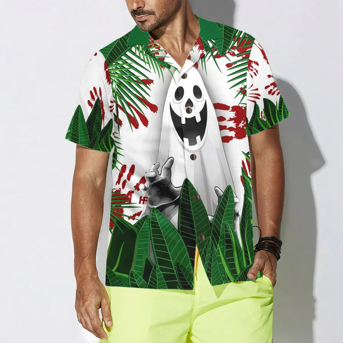 Ghost In The Bushes Halloween Hawaiian Shirt, Unique Halloween Shirt For Men And Women - Perfect Gift For Lover, Friend, Family - Image 4
