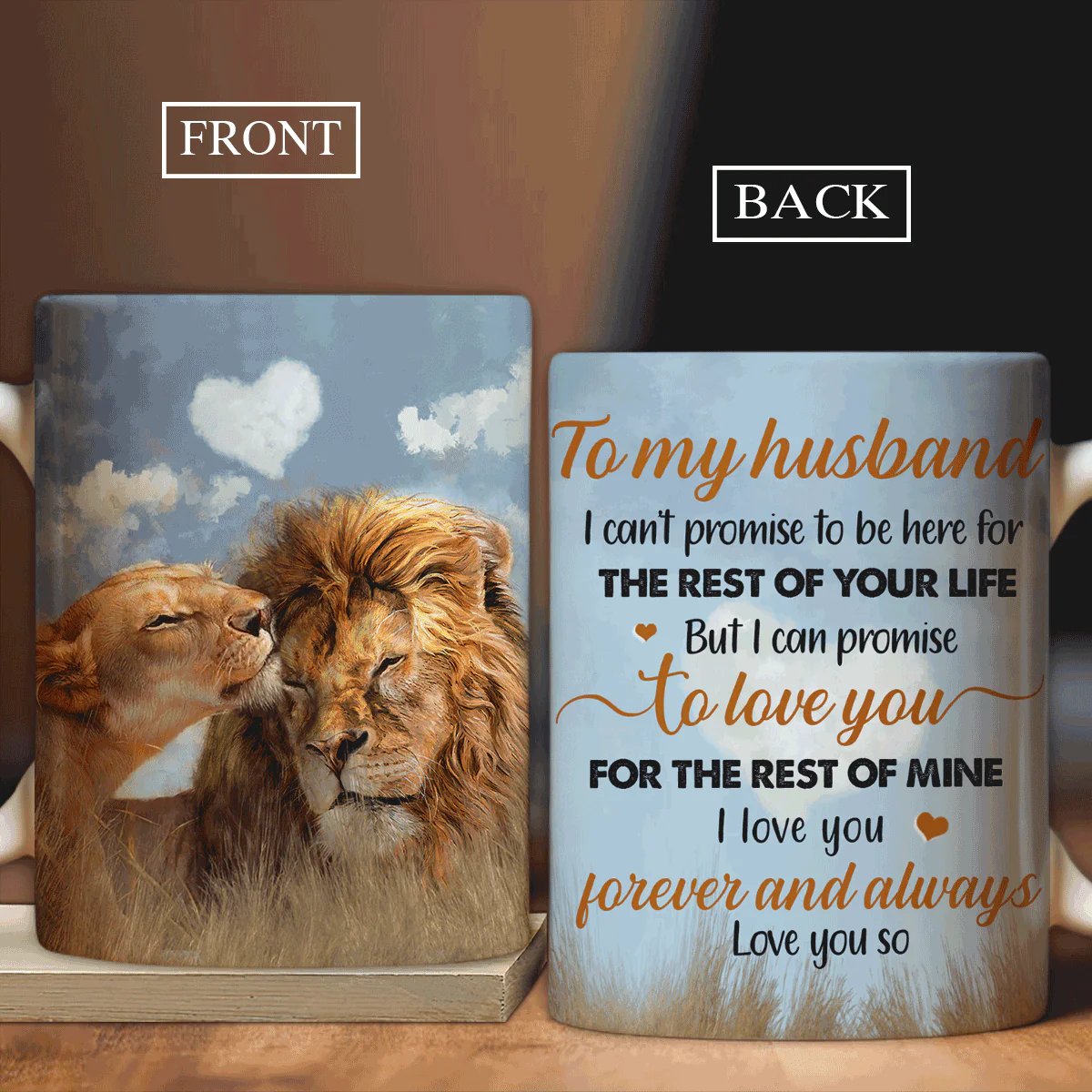Gift For Husband Mug - To my husband, Lion couple, Lion painting Mug - Gift For Husband, Family - I promise to love you for the rest of my life Mug
