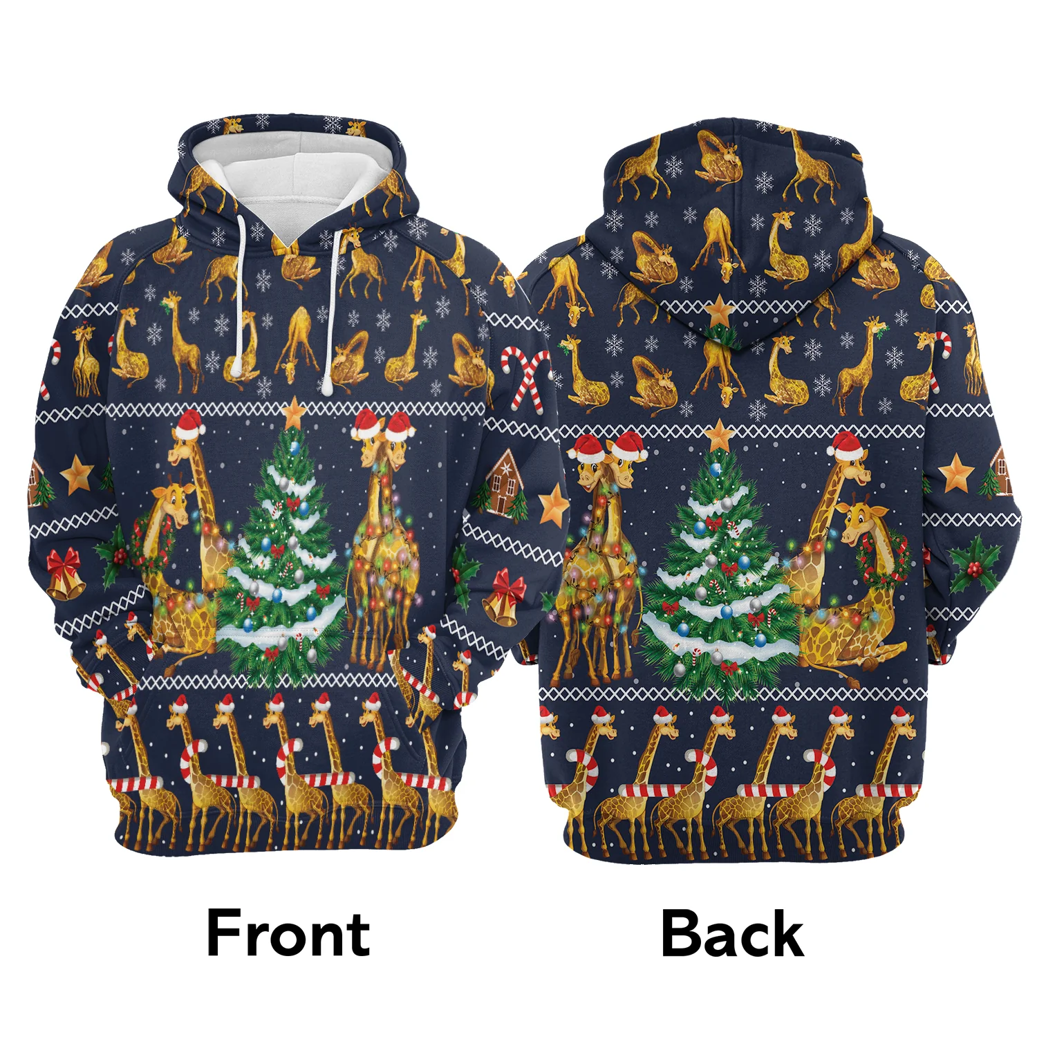 Giraffe Christmas Tree Premium Christmas Hoodie, Christmas Light Unisex Hoodie For Men & Women - Perfect Gift For Christmas, Friends, Family - Image 3