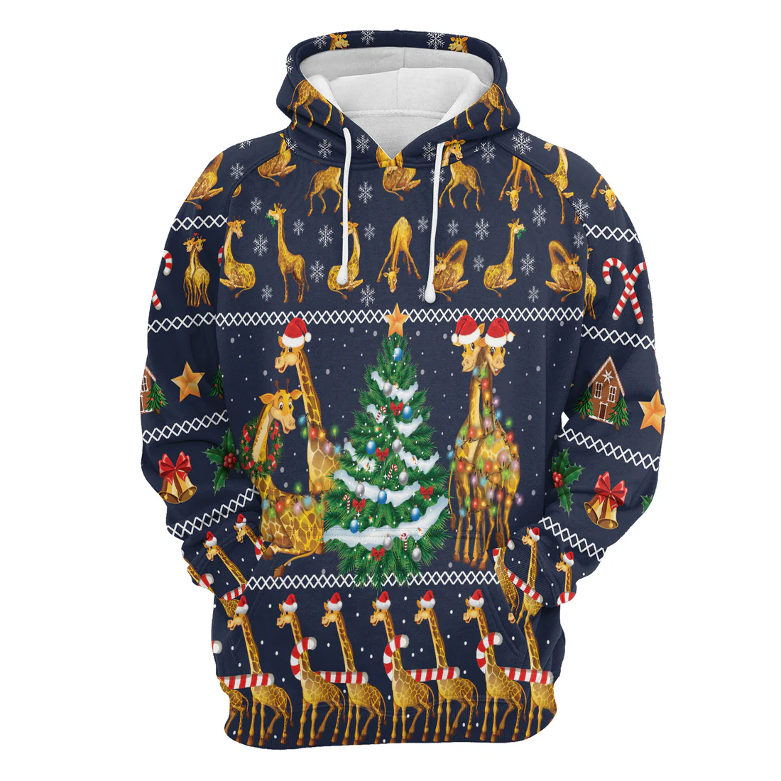 Giraffe Premium Christmas Hoodie, Giraffe Christmas Tree Unisex Hoodie For Men & Women - Perfect Gift For Christmas, Giraffe Lover - Image 4