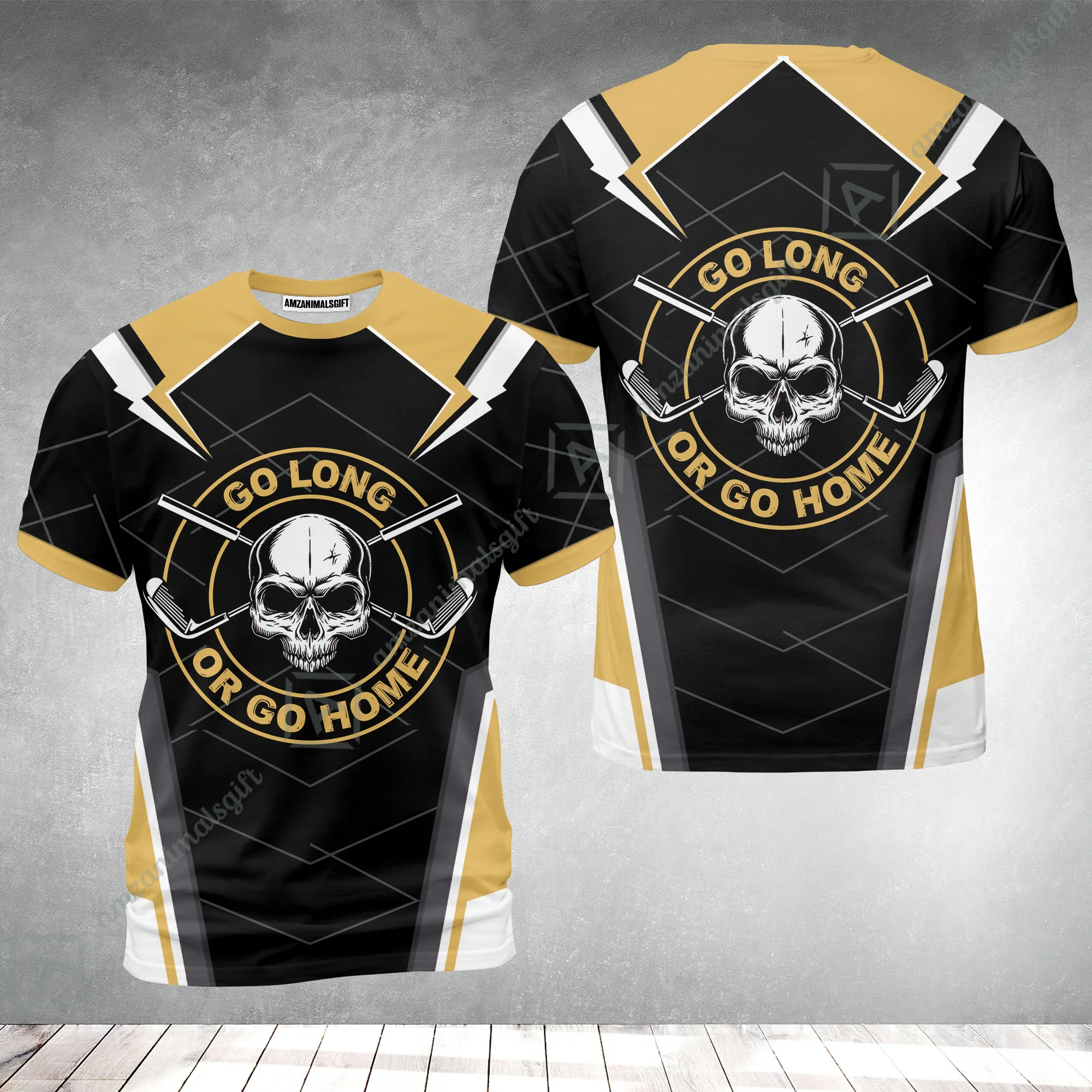 Go Long Or Go Home Golf T-Shirt, Black Skull Golf Shirt, Cool Golfing Shirt With Sayings T-Shirt - Image 2